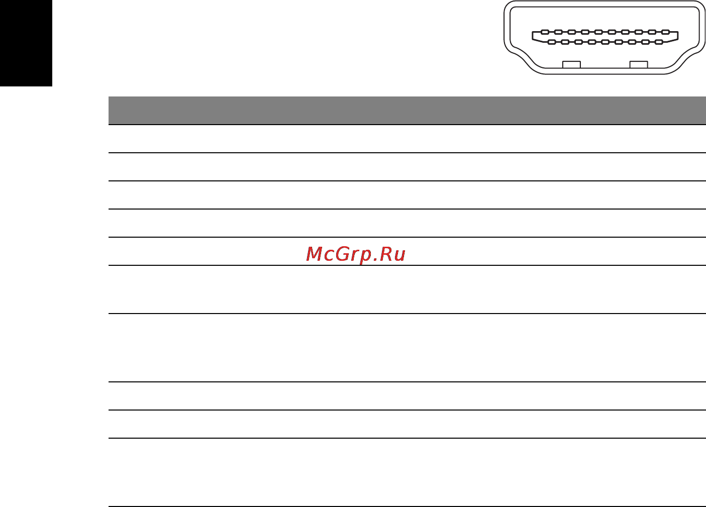 Acer V245HLbd [22/32] Контактный сигнальный кабель цветного дисплея