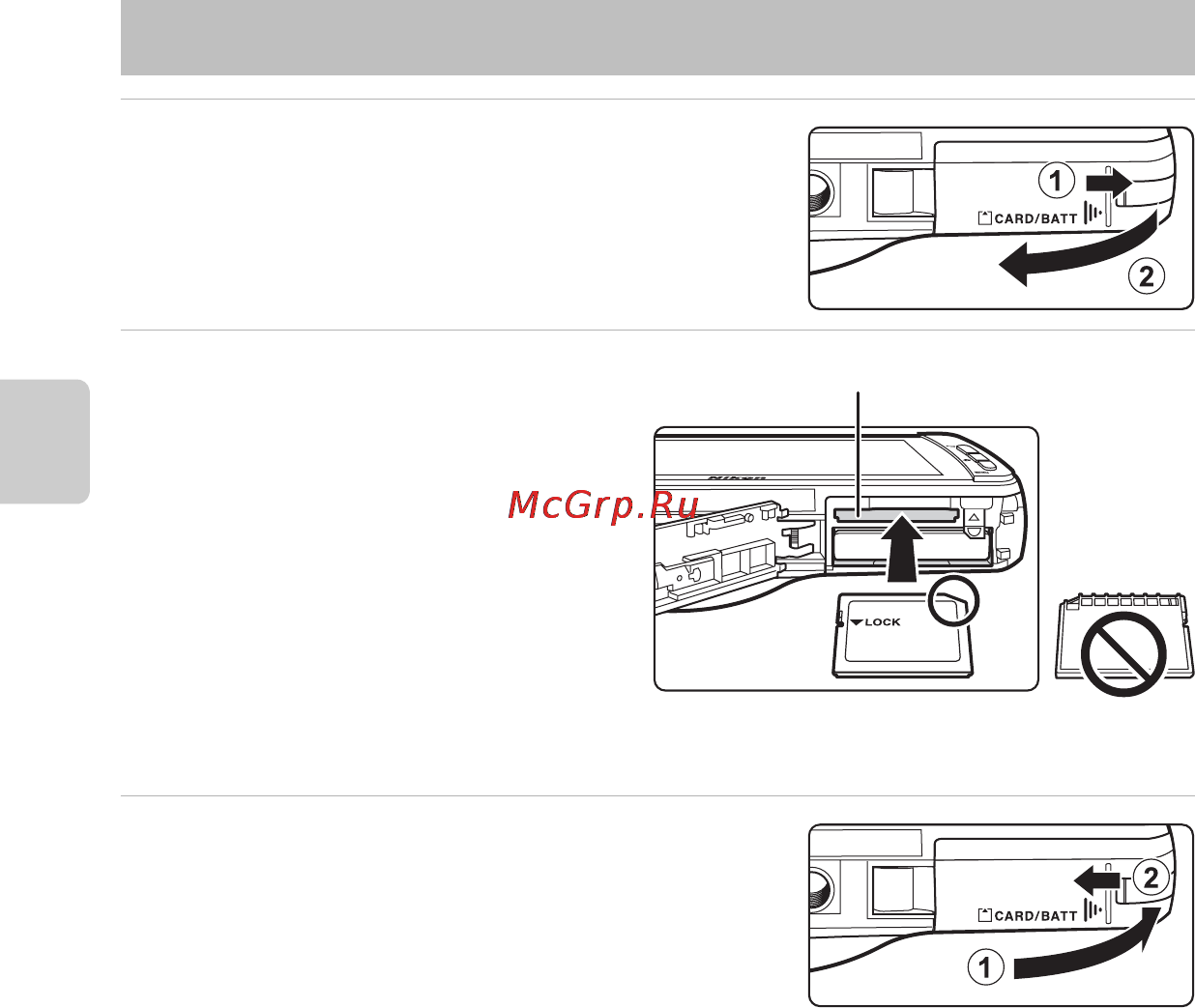 Nikon Coolpix S800c Black [38/224] Подготовка 3 установка карты памяти