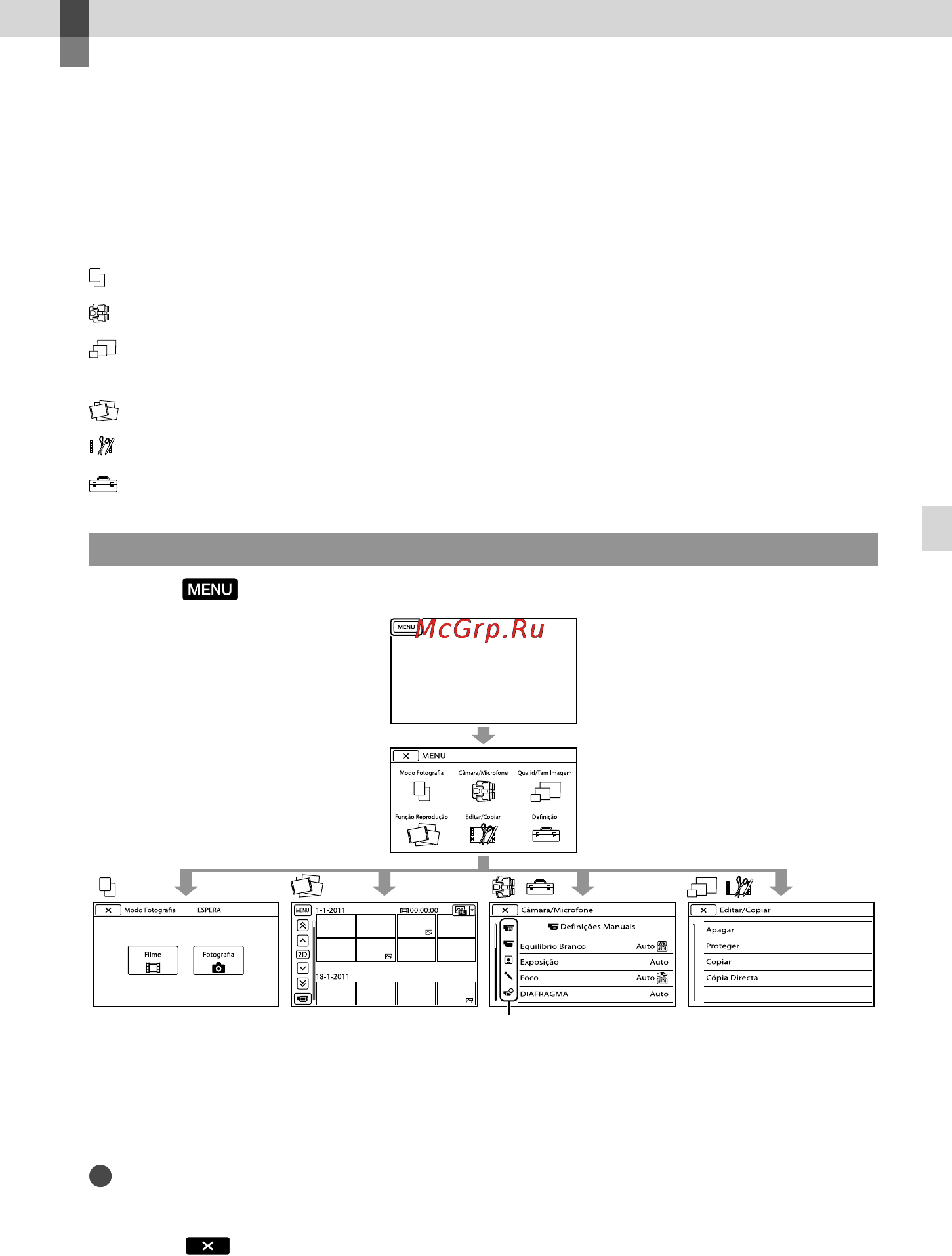Sony DEV-3 [139/319] Utilizar os menus
