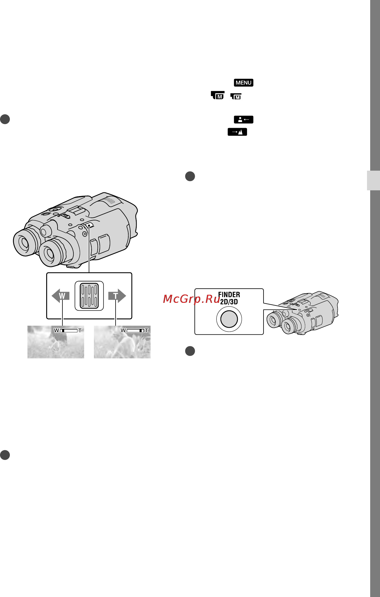 Sony DEV-3 [289/319] За допомогою кнопок enter виберіть наближений об єкт віддалений об єкт і кілька разів натисніть enter щоб налаштувати фокус