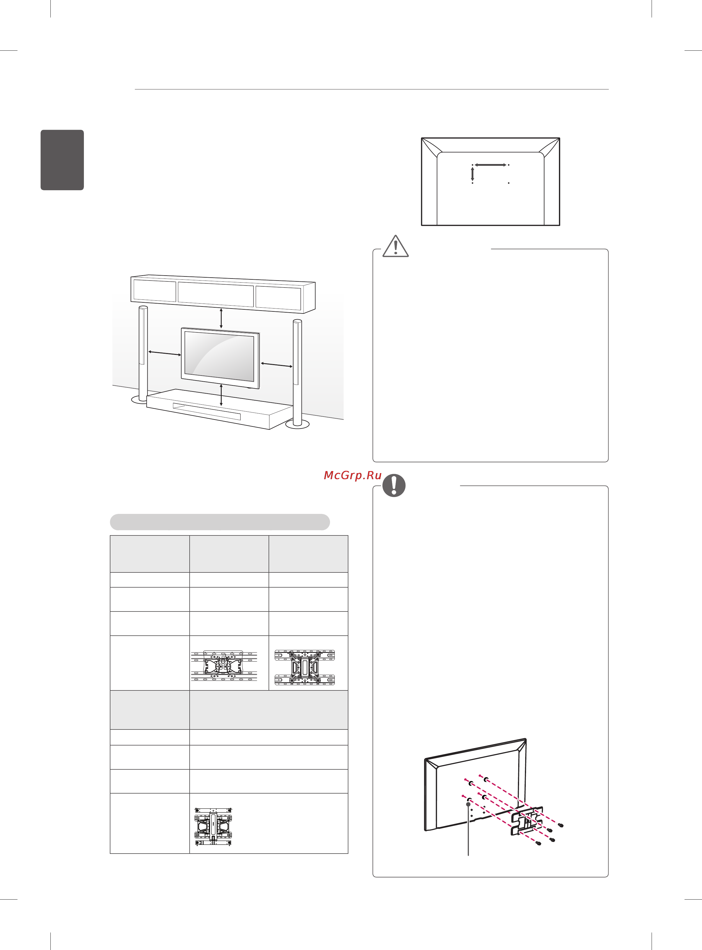 LG 39LN540V [40/180] Mounting on a wall
