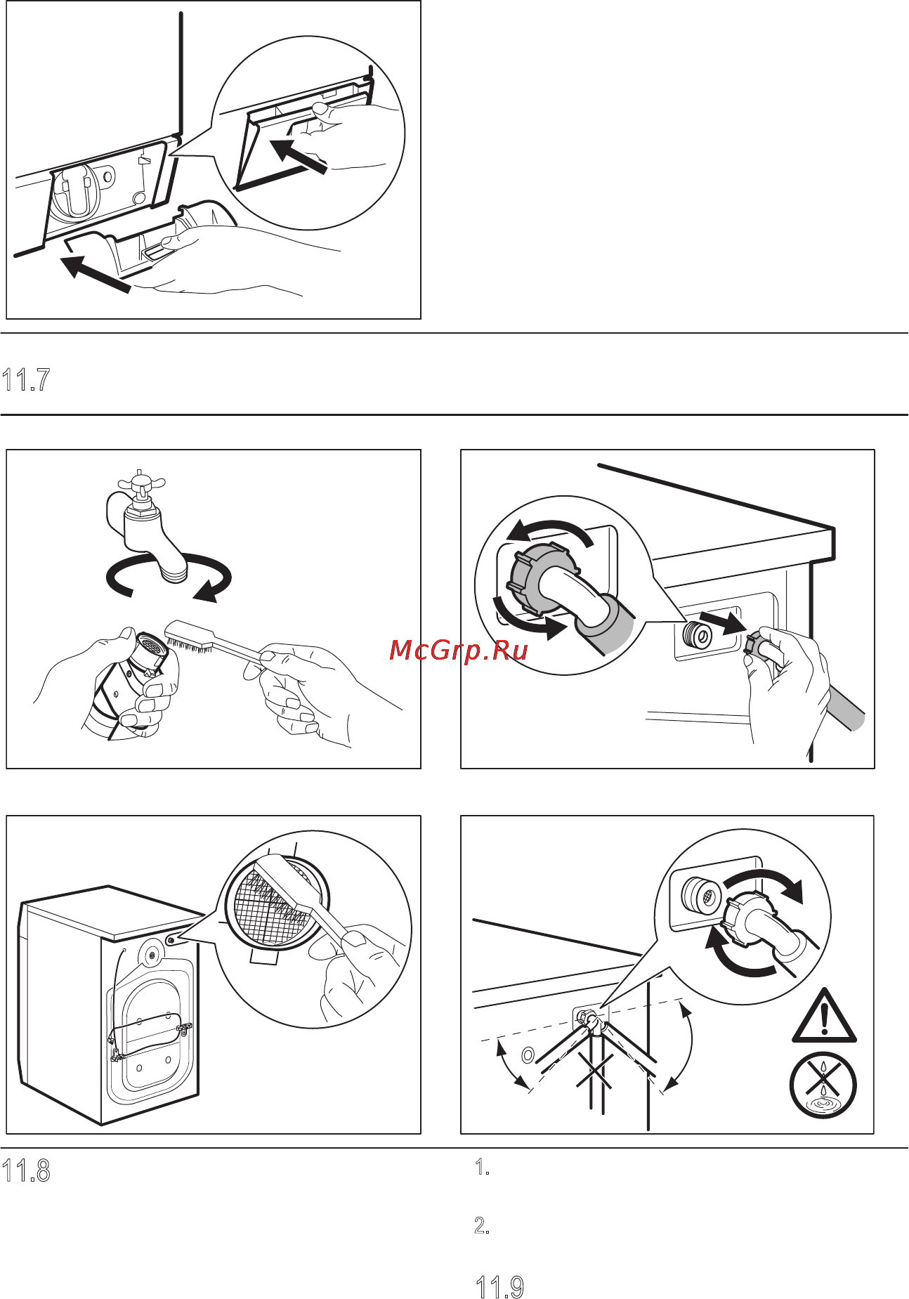 Electrolux EWF1408WDL [23/30] Очистка наливного шланга и фильтра клапана