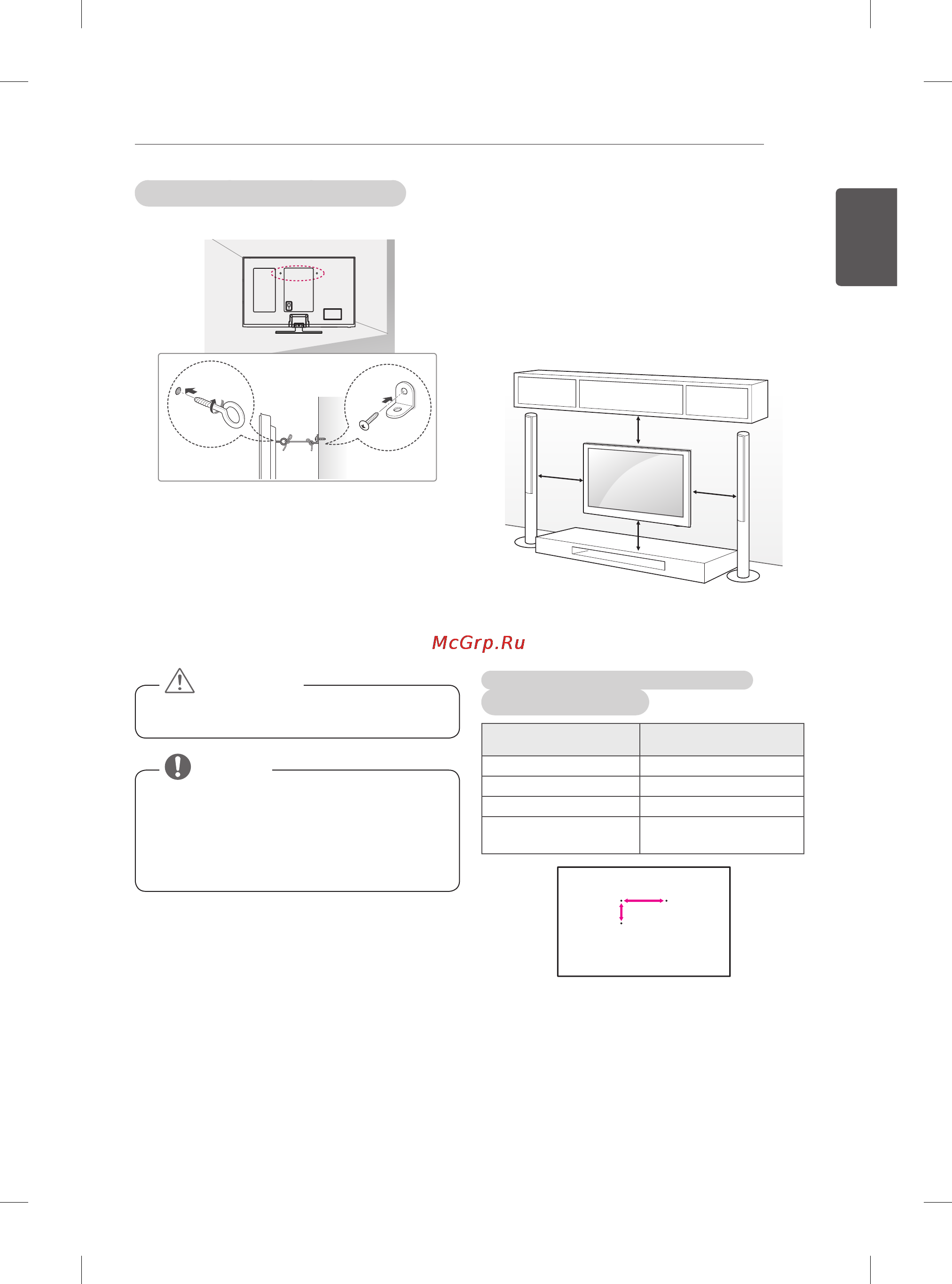 LG 60PB660V [280/447] Uzstādīšana pie sienas