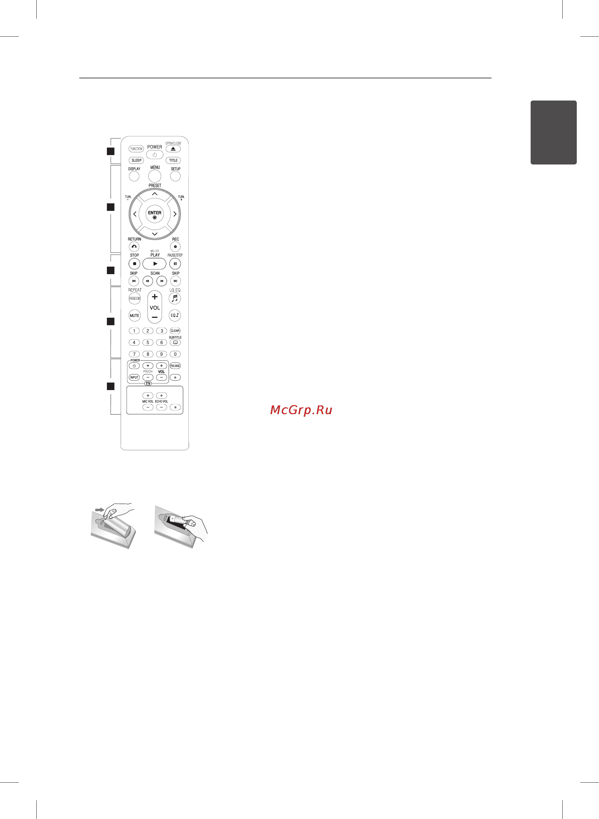 LG DH3120S [11/34] Пульт управления