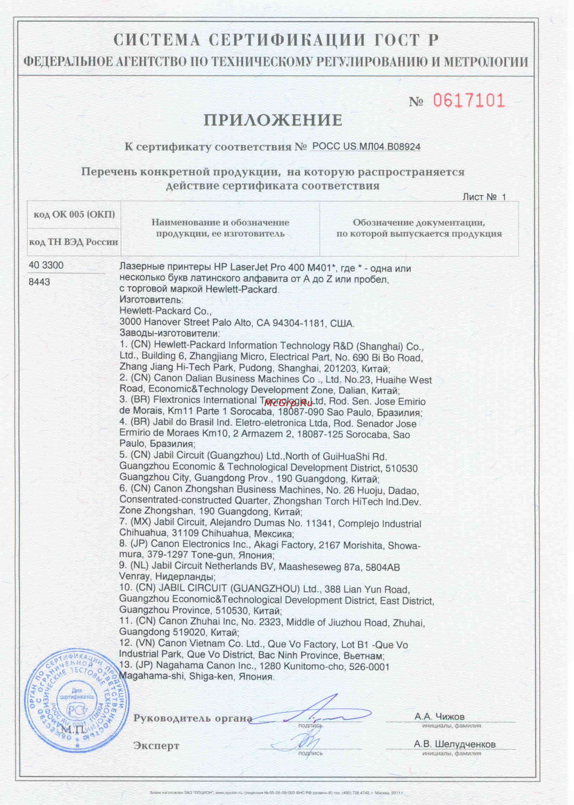 HP LaserJet Pro 400 M401a [2/2] Система сертификации гост р