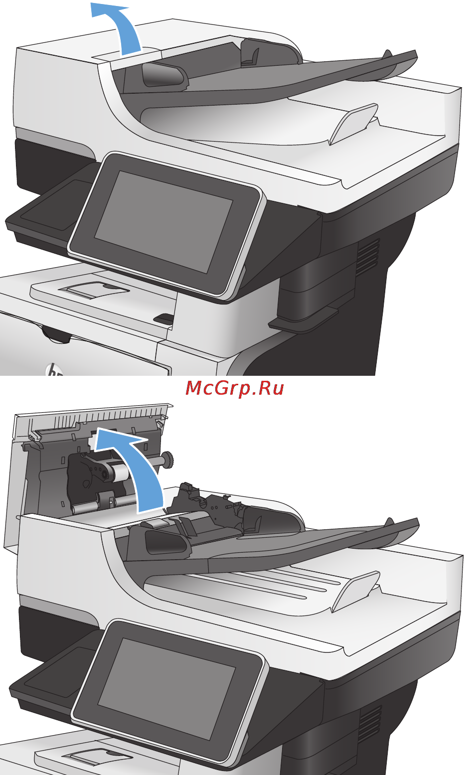 HP LaserJet Ent 500 M525dn [221/302] Устранение замятий в устройстве подачи документов