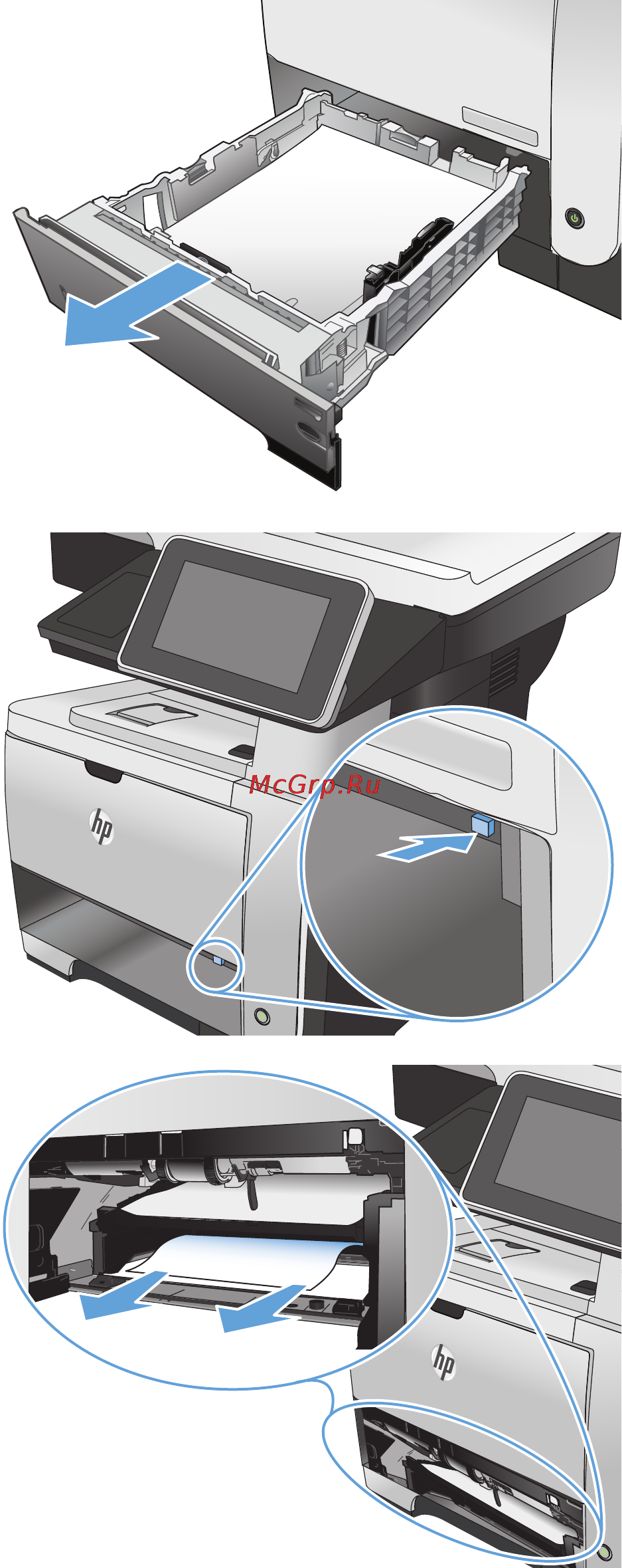 HP LaserJet Ent 500 M525dn [235/302] Устраните замятия в модуле двусторонней печати