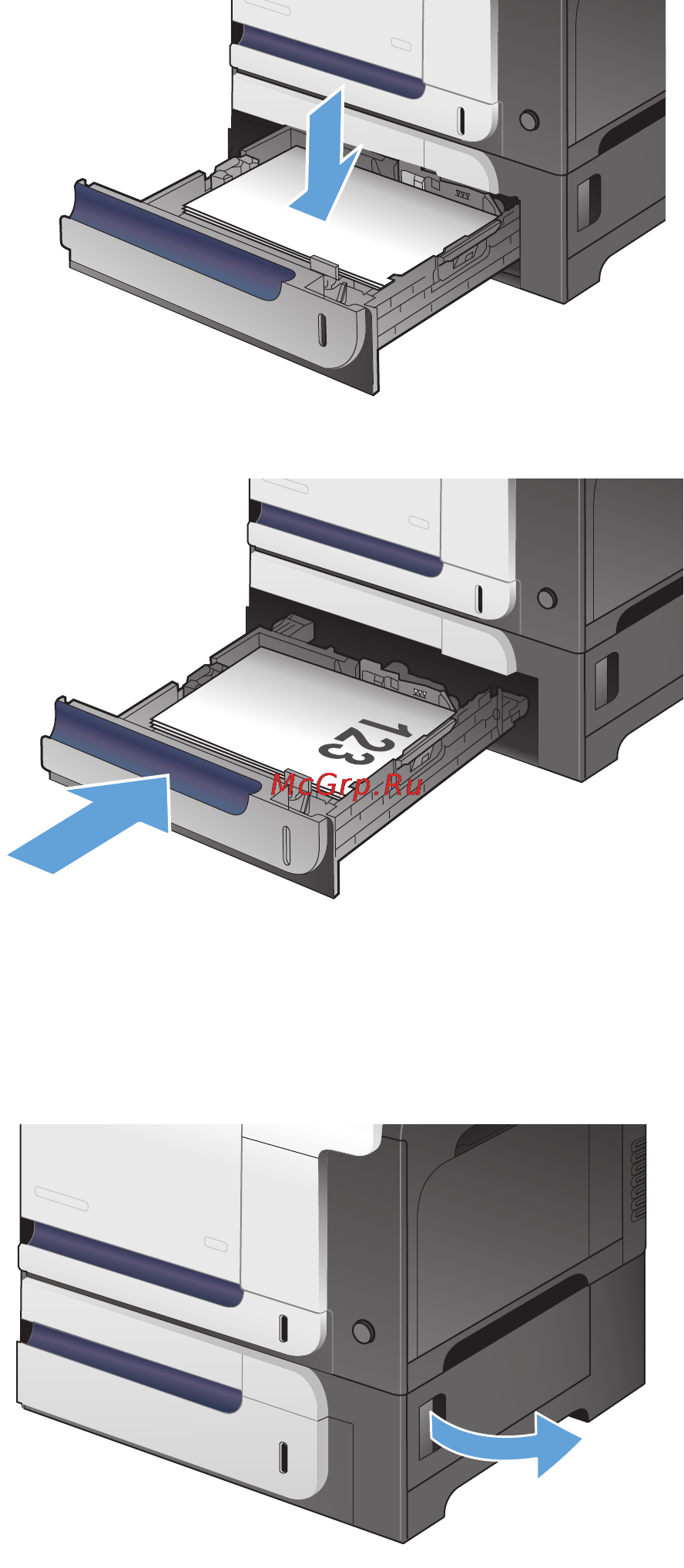 HP LaserJet Ent 500 M575dn [252/318] Устранение замятий в дополнительном лотке 3