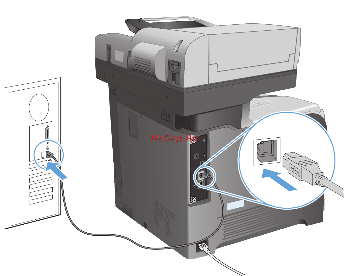 HP LaserJet Ent 500 M575dn [30/318] Присоединение устройства к компьютеру при помощи usb кабеля и установка программного обеспечения mac