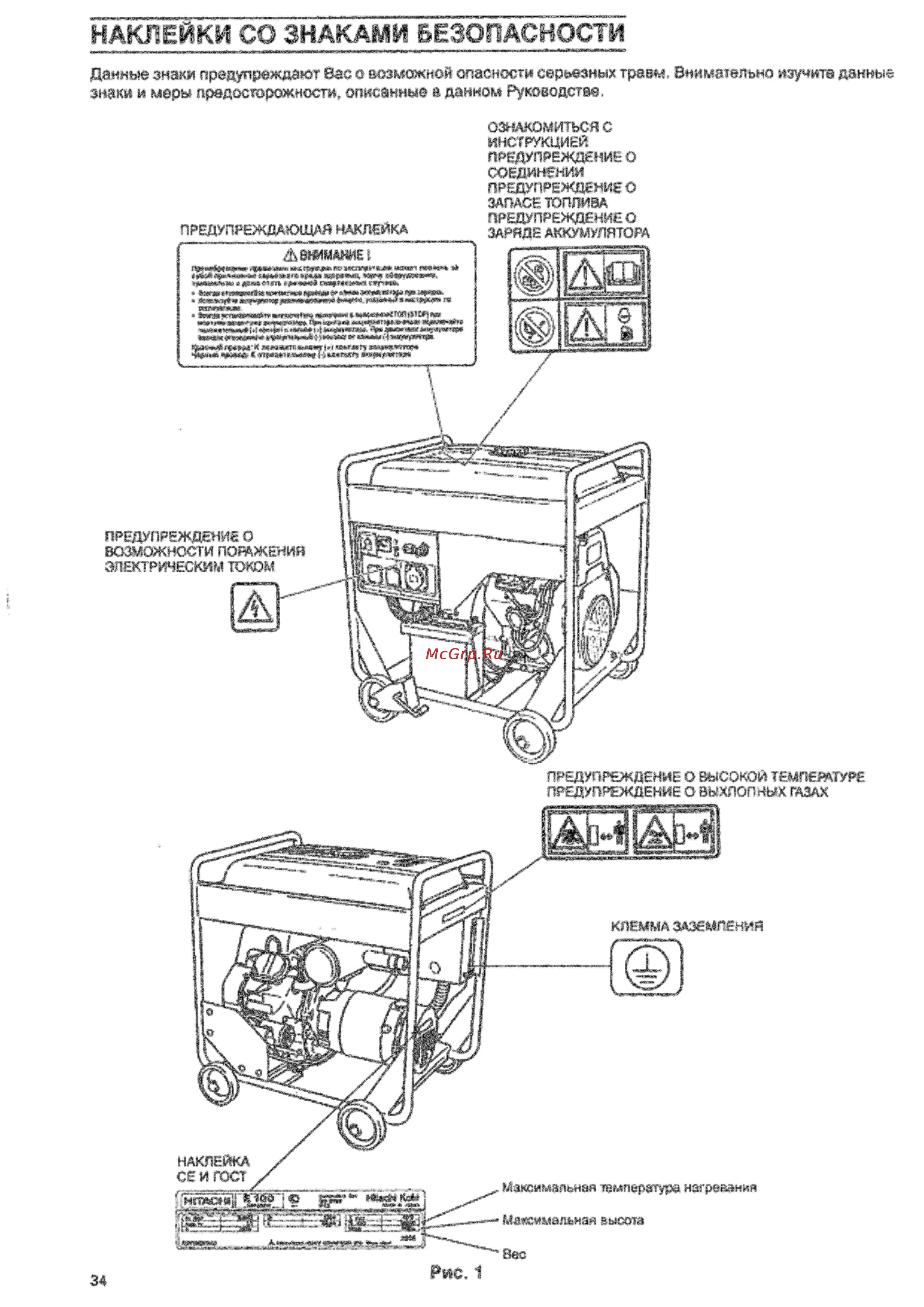 Hitachi E100(3P) [4/28] Наклейки со знаками безопасности