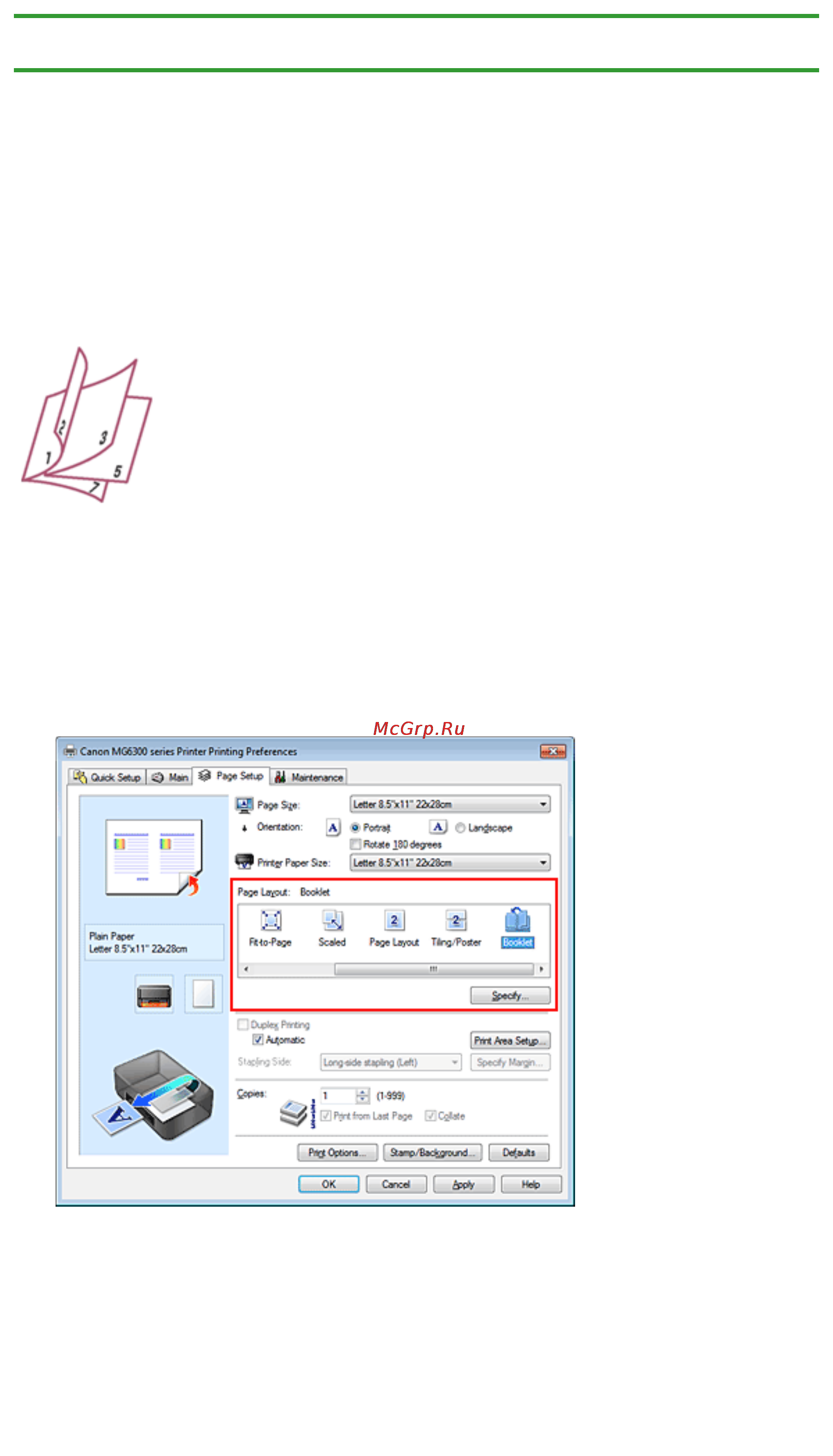 Canon Pixma MG6340 White [317/1080] Страница page setup
