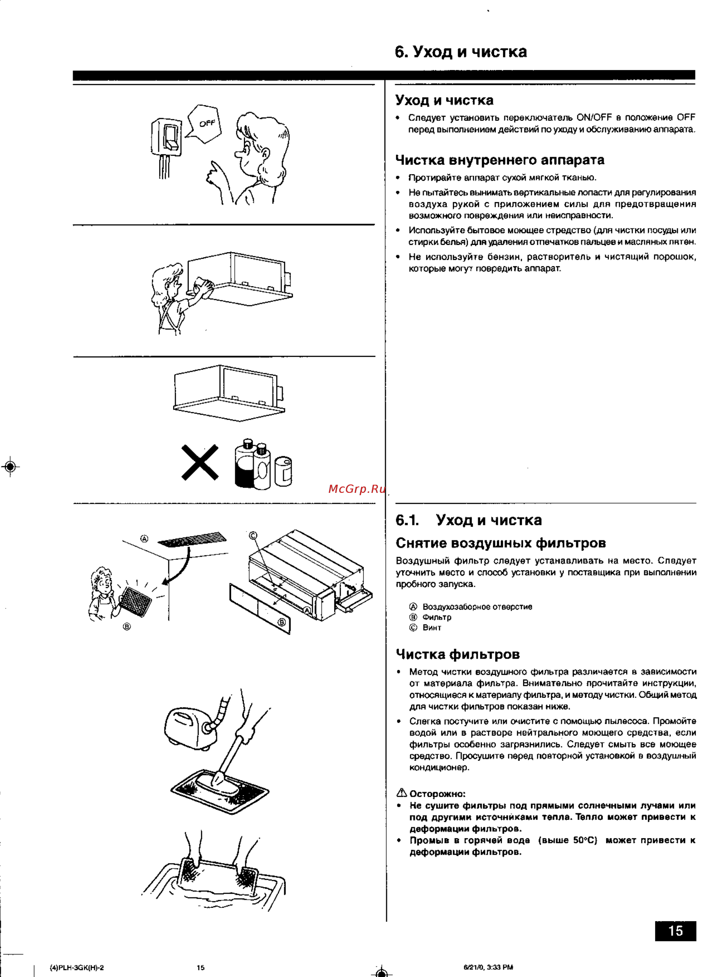 Mitsubishi Electric PEHD-4EKHSA3 [15/20] Уход и чистка