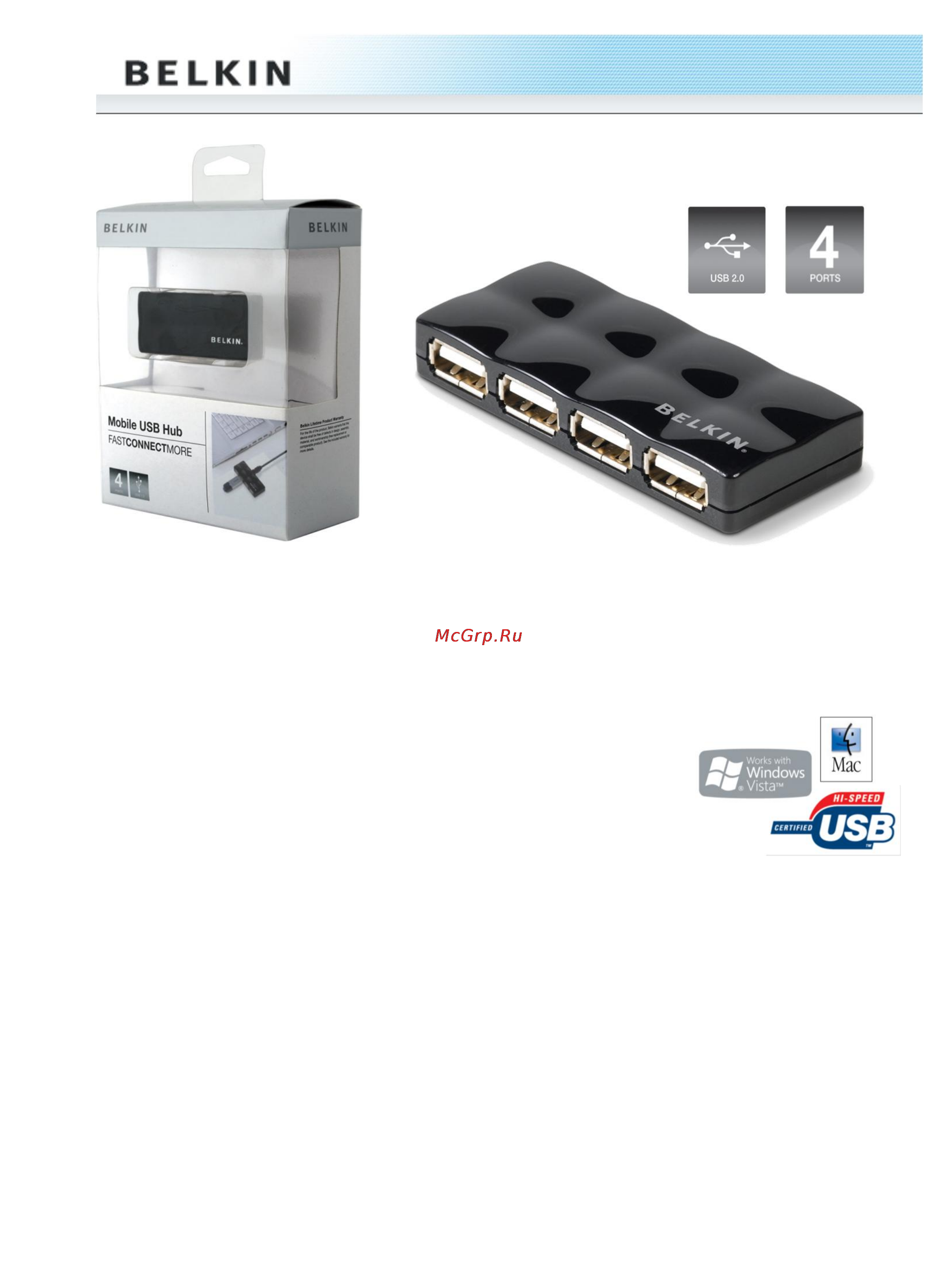 Belkin F5U404cw Bl Инструкция по эксплуатации онлайн