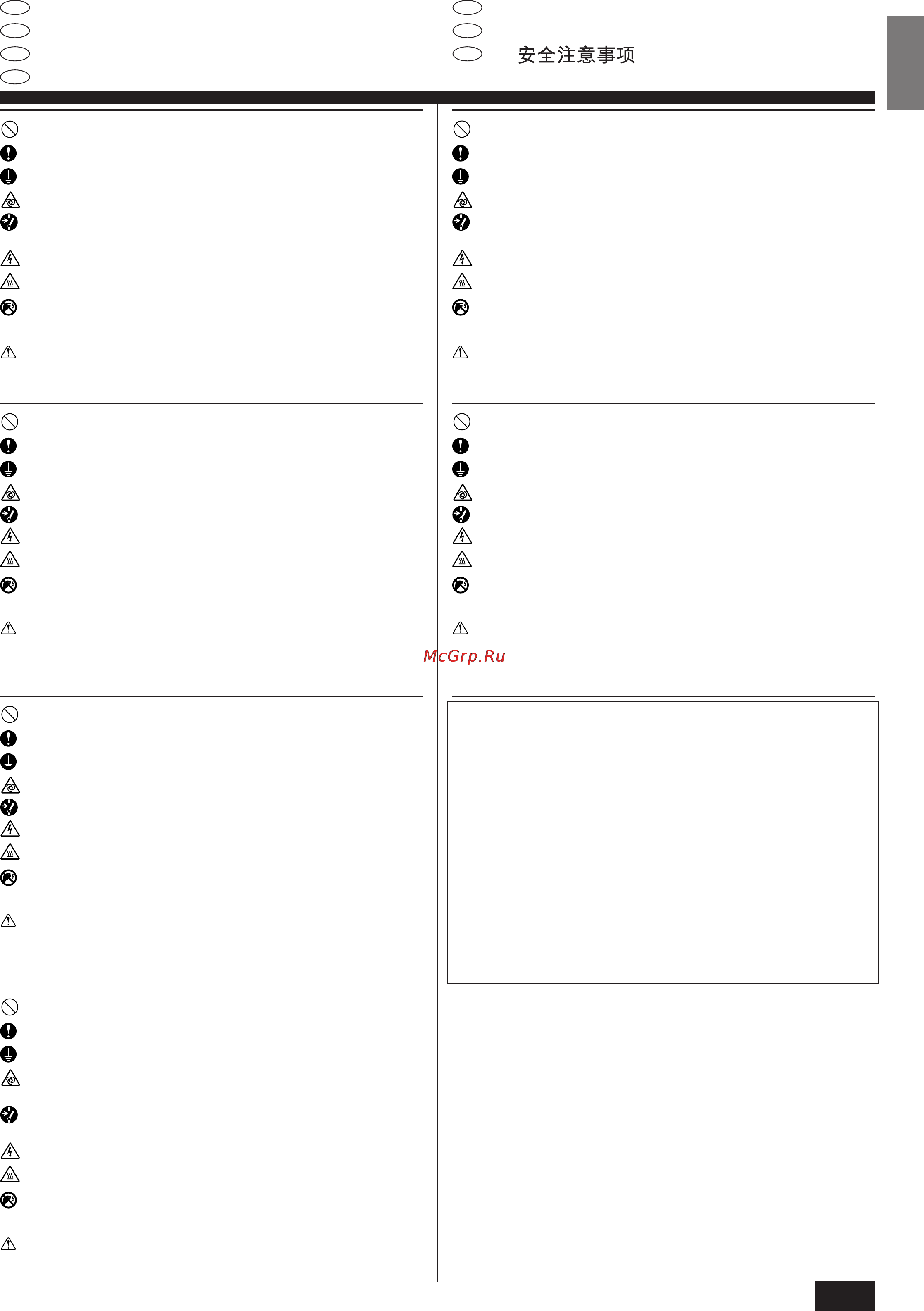 Mitsubishi Electric PCA-P4GA1 [7/98] Medidas de seguridad 1 sikkerhedsforanstaltninger 1 güvenlik önlemleri