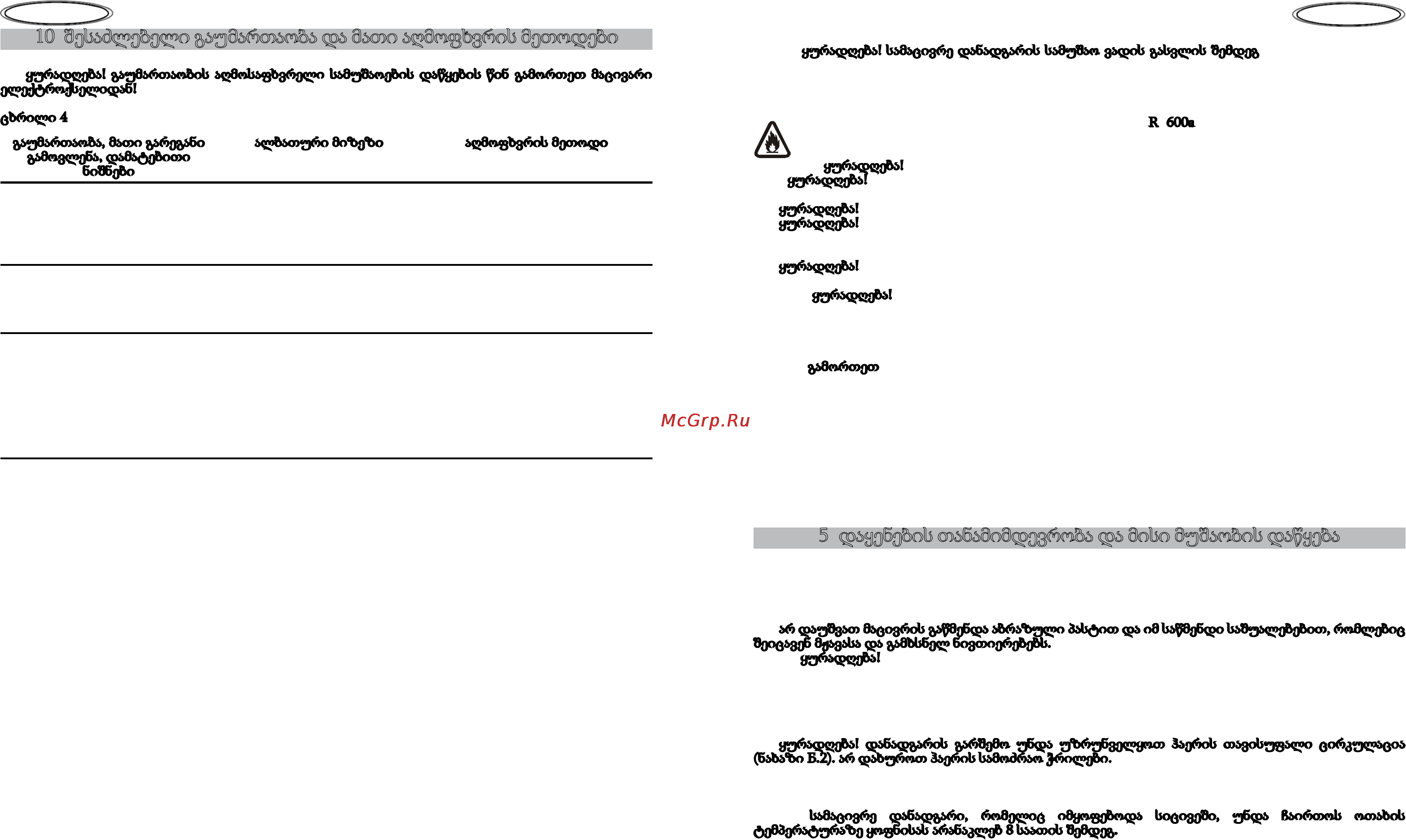 Nord ДХ 403 010 [23/24] Შესაძლებელი გაუმართაობა და მათი აღმოფხვრის მეთოდები
