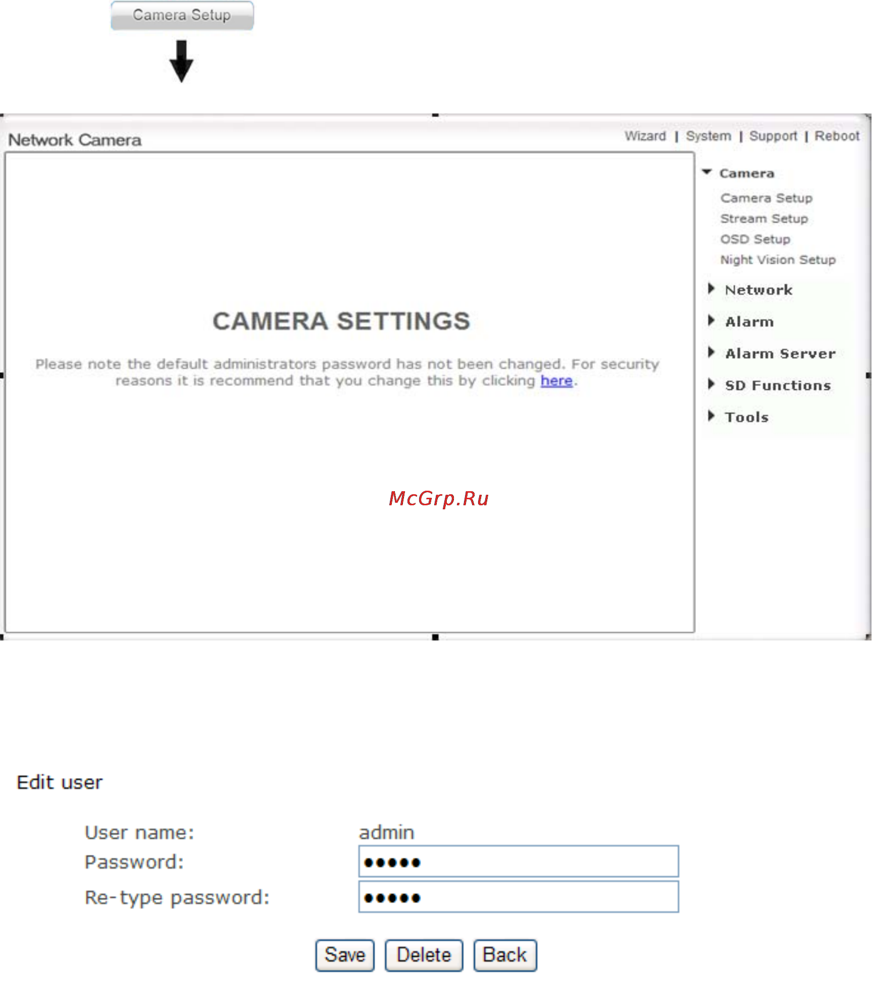 DOD MyCam2 [18/76] Network camera setting interface