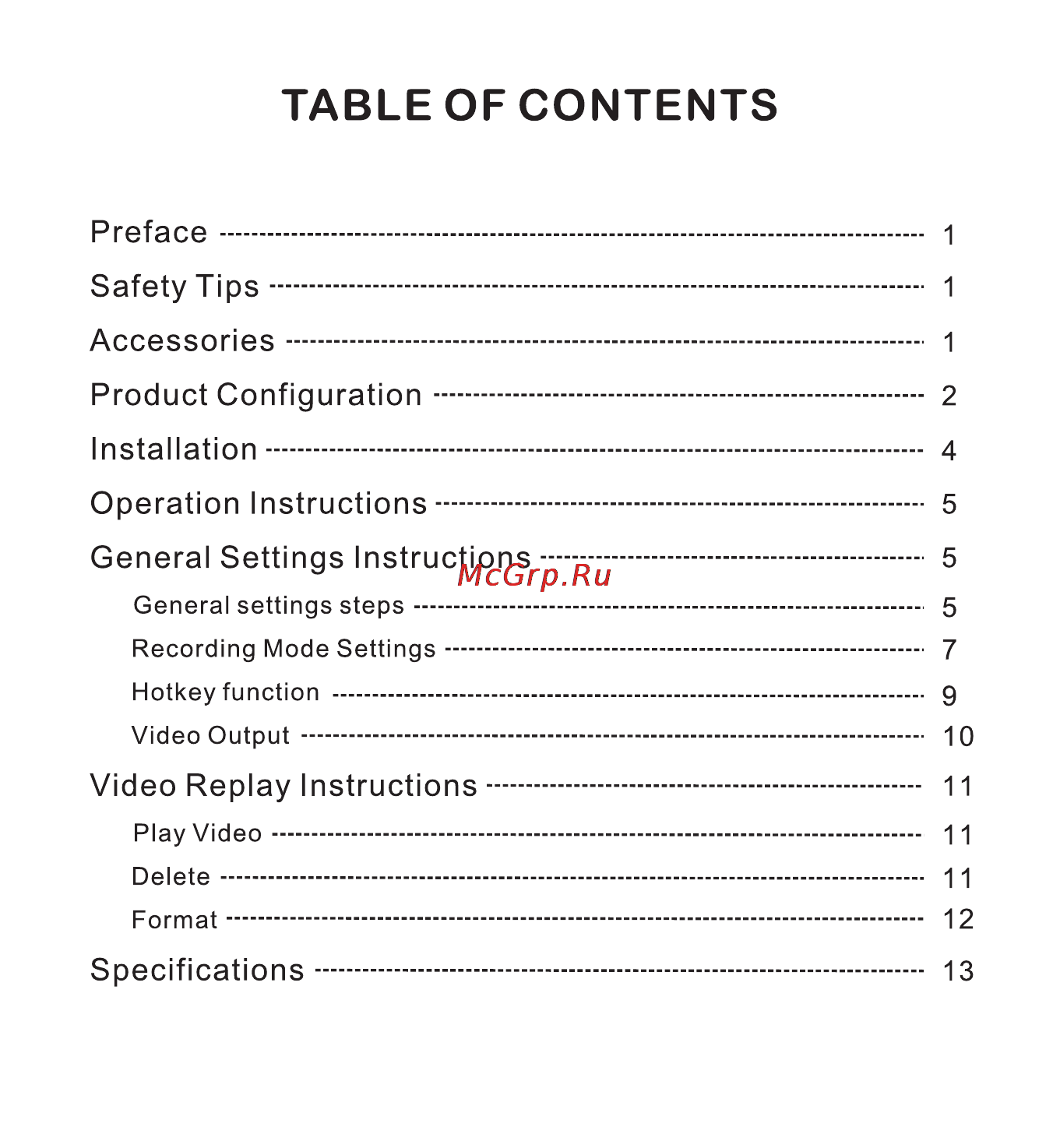 DOD V660II [2/32] Table of contents