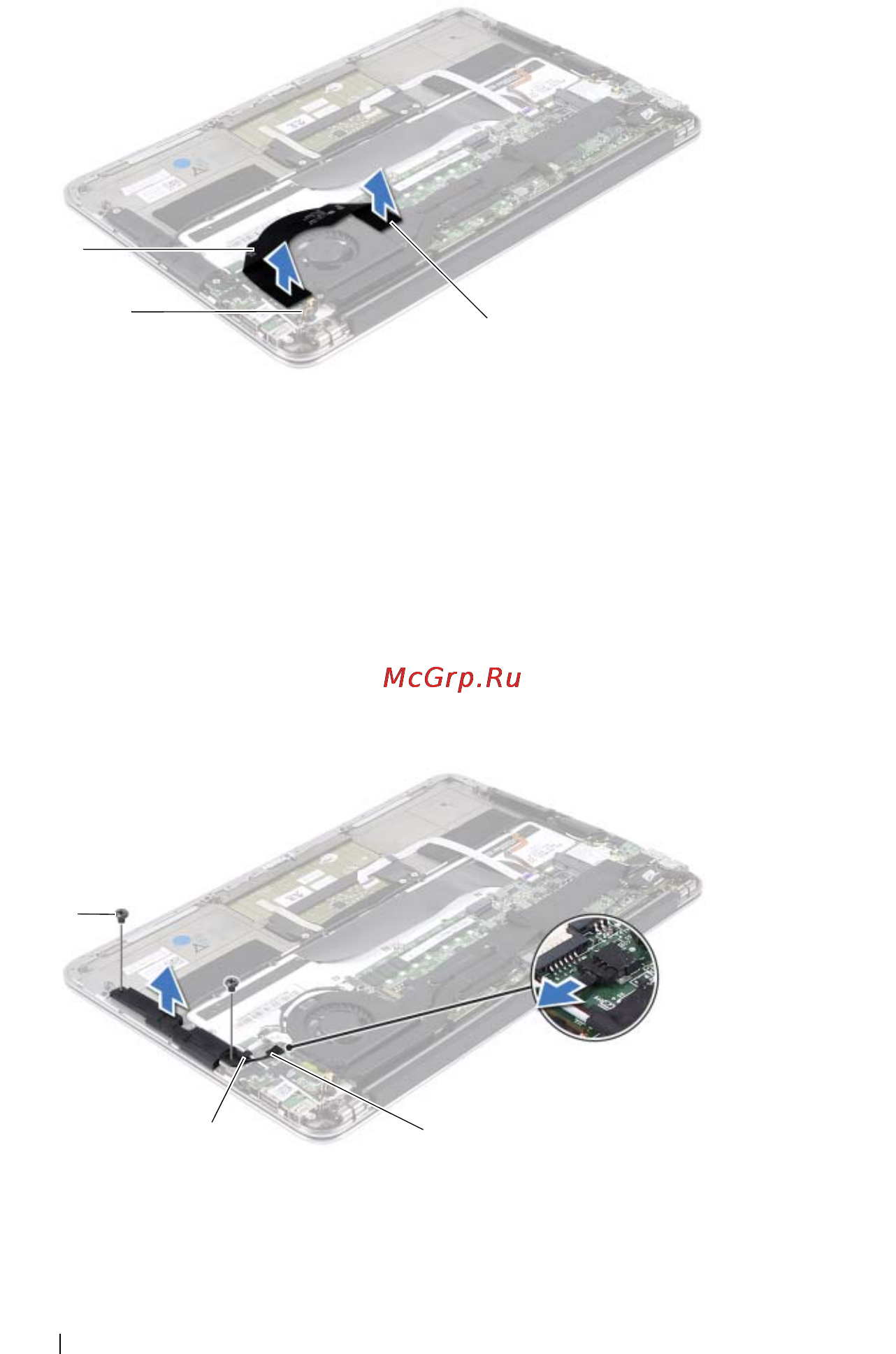 Dell XPS 13 (321x-6156) [22/70] Выверните два винта которыми левый динамик крепится к упору для рук в сборе
