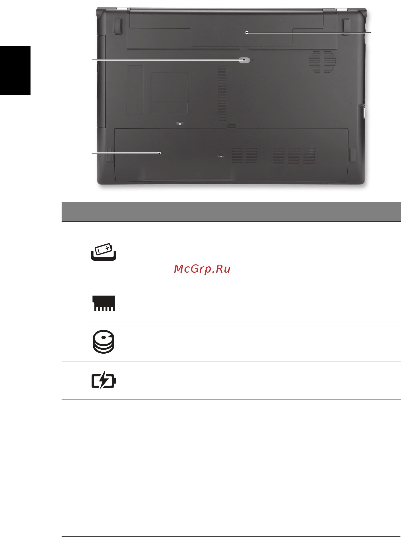 Acer Aspire V3-551G-84506G50Makk NX.M0FER.017 [11/11] Вид снизу