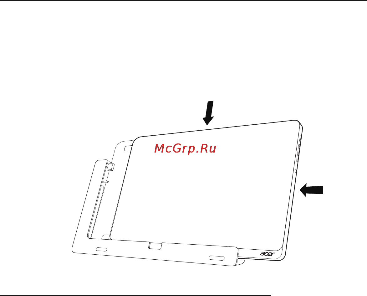 Acer W700 (NT.L0EER.002) i3/64Gb Dock [33/86] Подсоедините планшетный пк к док станции