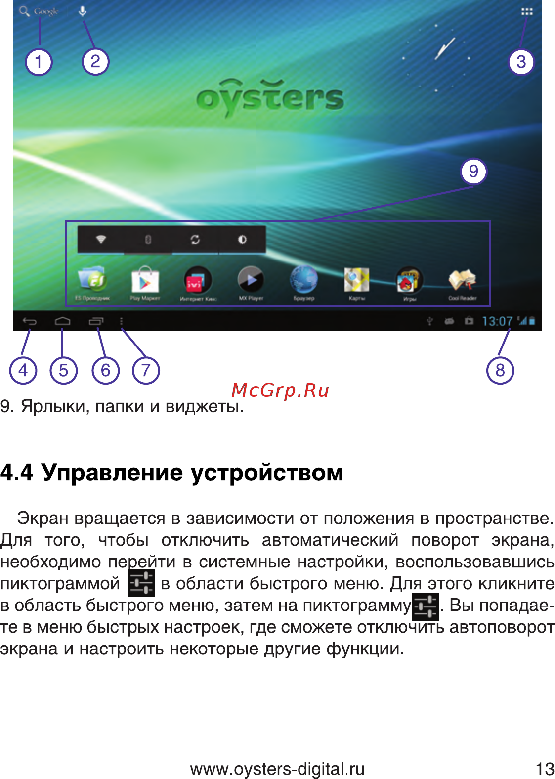 Oysters T10 3G [13/74] Управление устройством