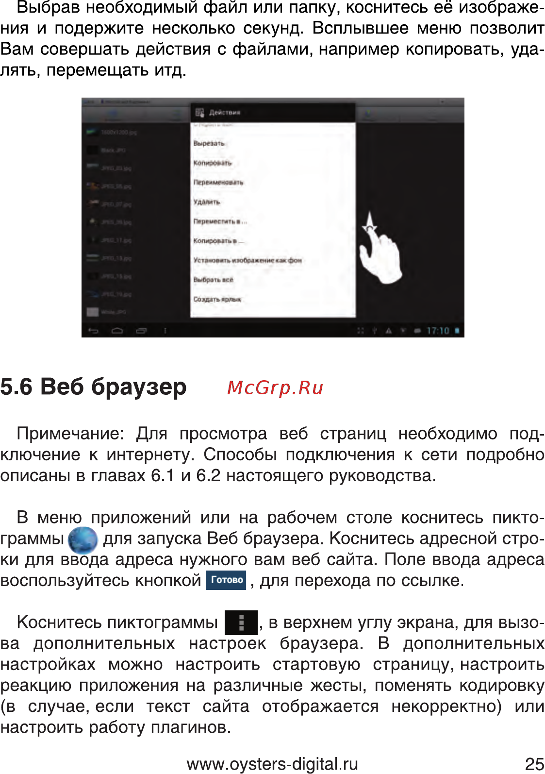 Oysters T10 3G [25/74] Веб браузер