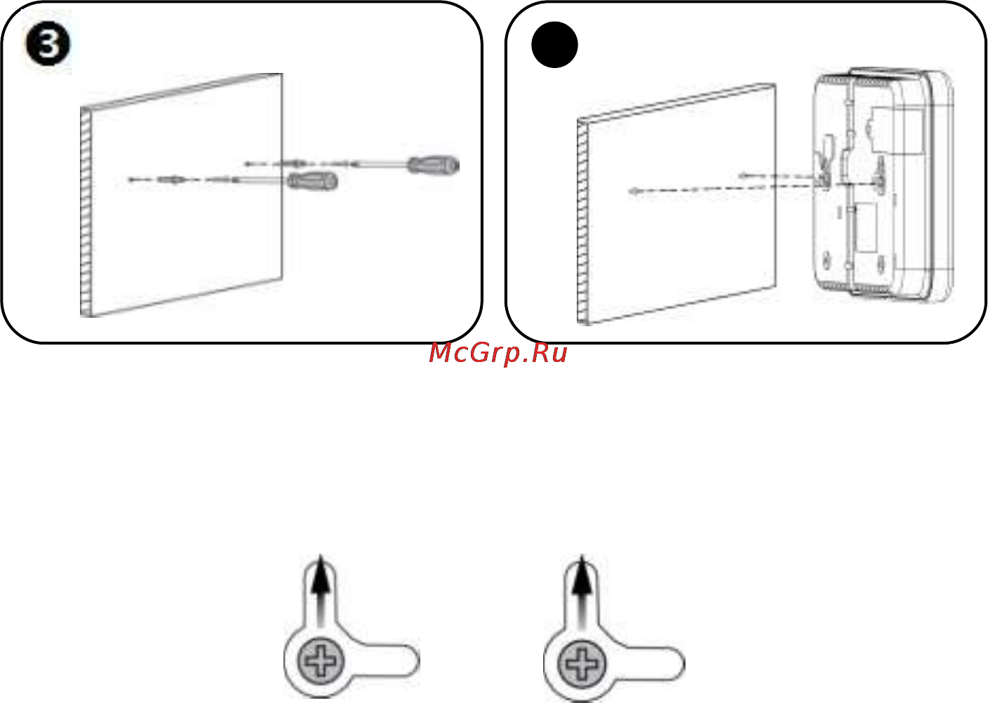 Falcon Eye FE Commpact KIT [11/56] Важно при монтаже несмотря на то что винты входят в крепежные угольники на панели управления в центре как показано ниже отверстия под винт винты должны быть расположены в самой верхней точке крепежных угольников