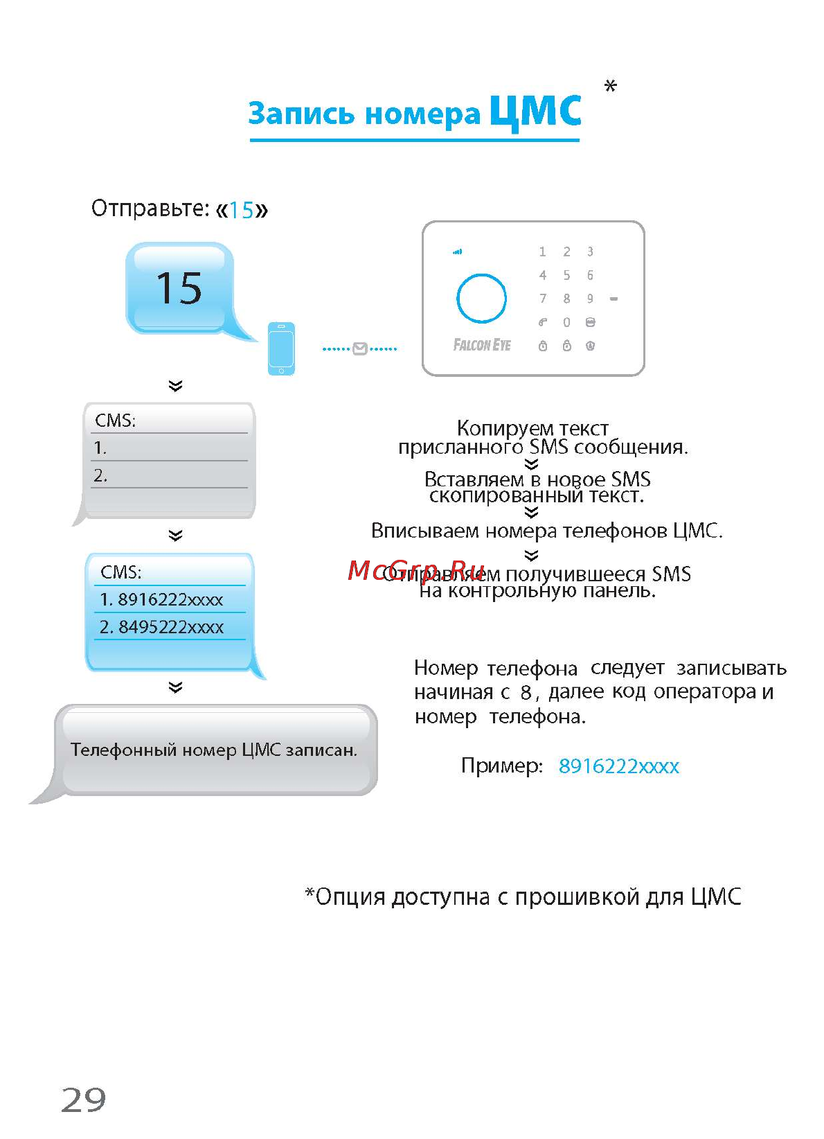 Falcon Eye i-Touch [34/60] Запись номера цмс