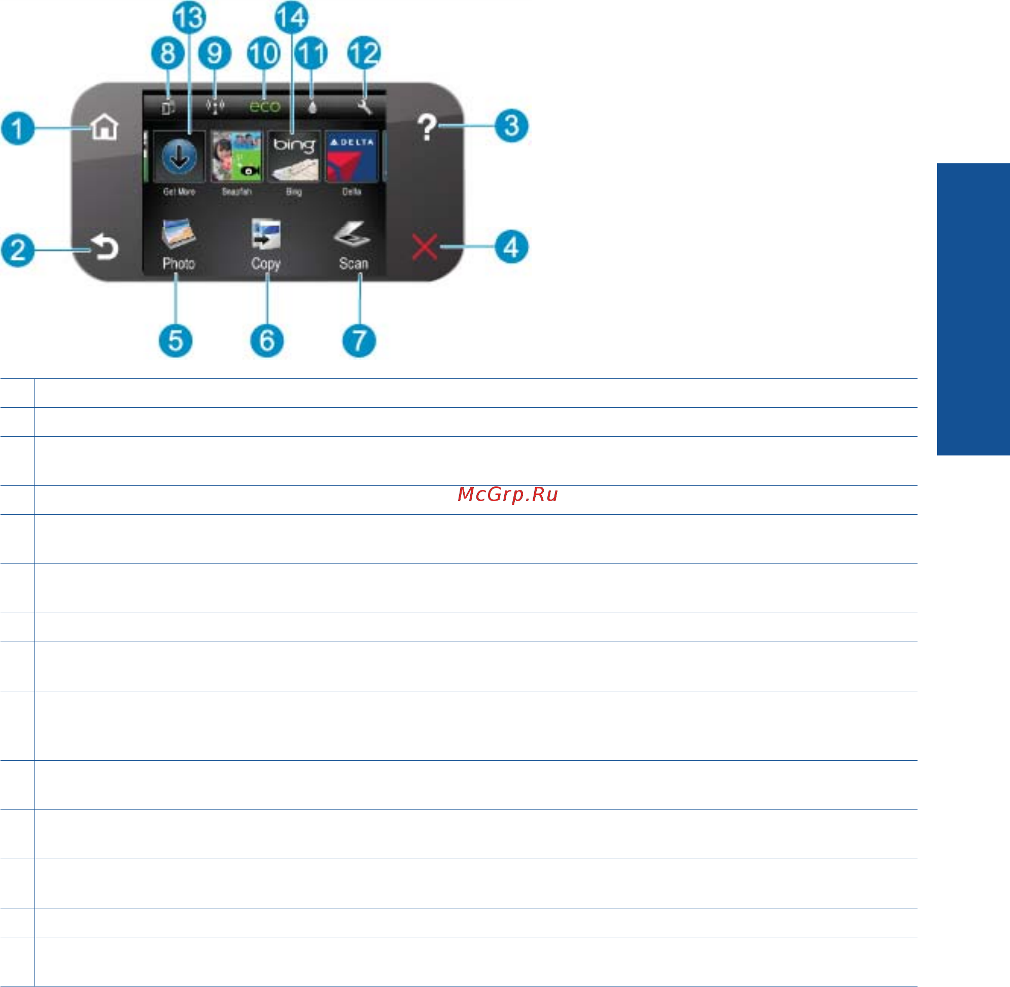 HP Deskjet Ink Advantage 6525 e-All-in-One [9/66] Функции панели управления
