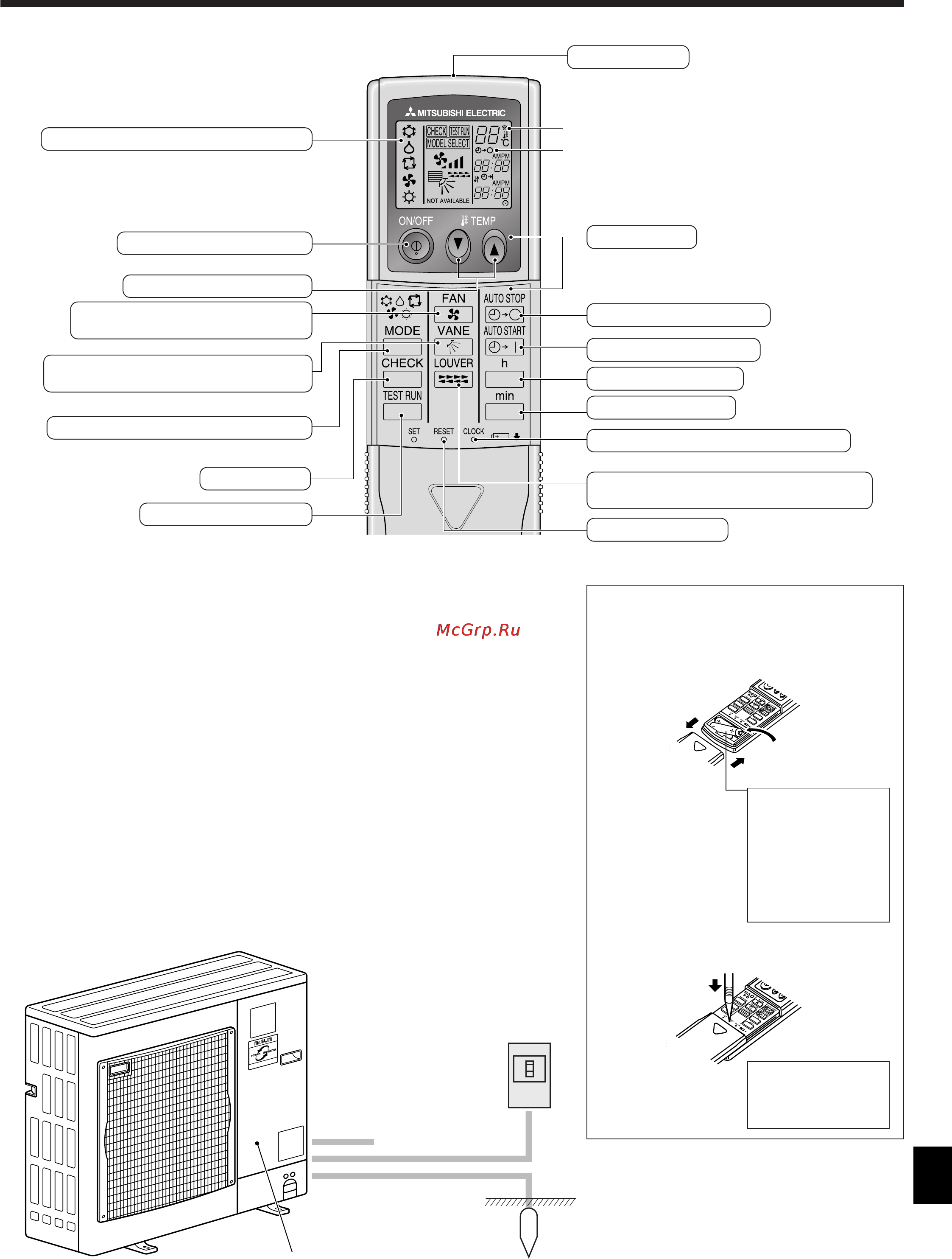 Mitsubishi Electric PLA-RP140AA2 [5/22] Установка замена батареек