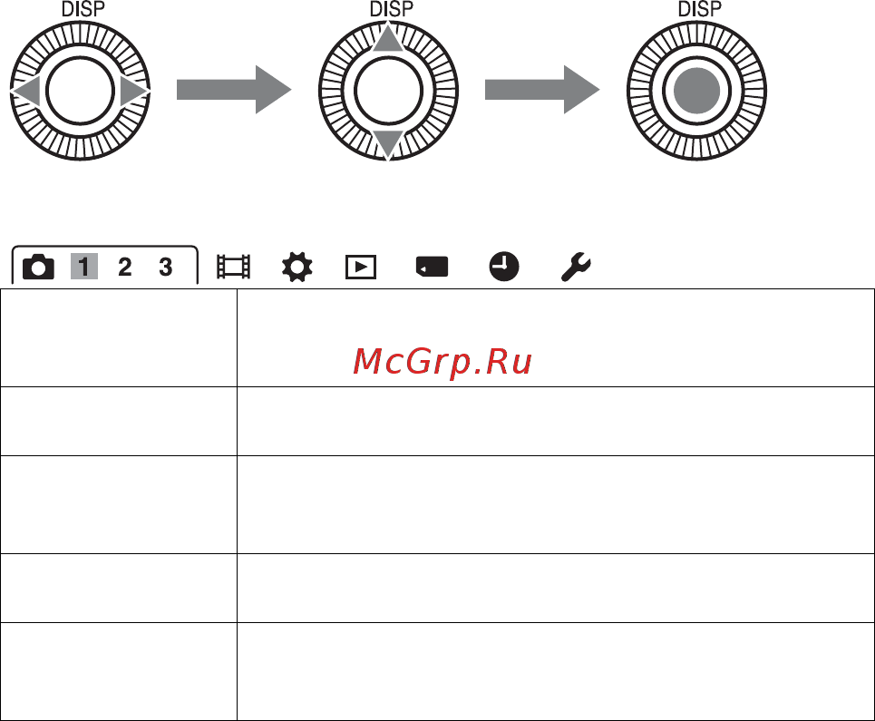 Sony DSC-RX1 [32/171] Функции которые можно выбирать с помощью кнопки menu