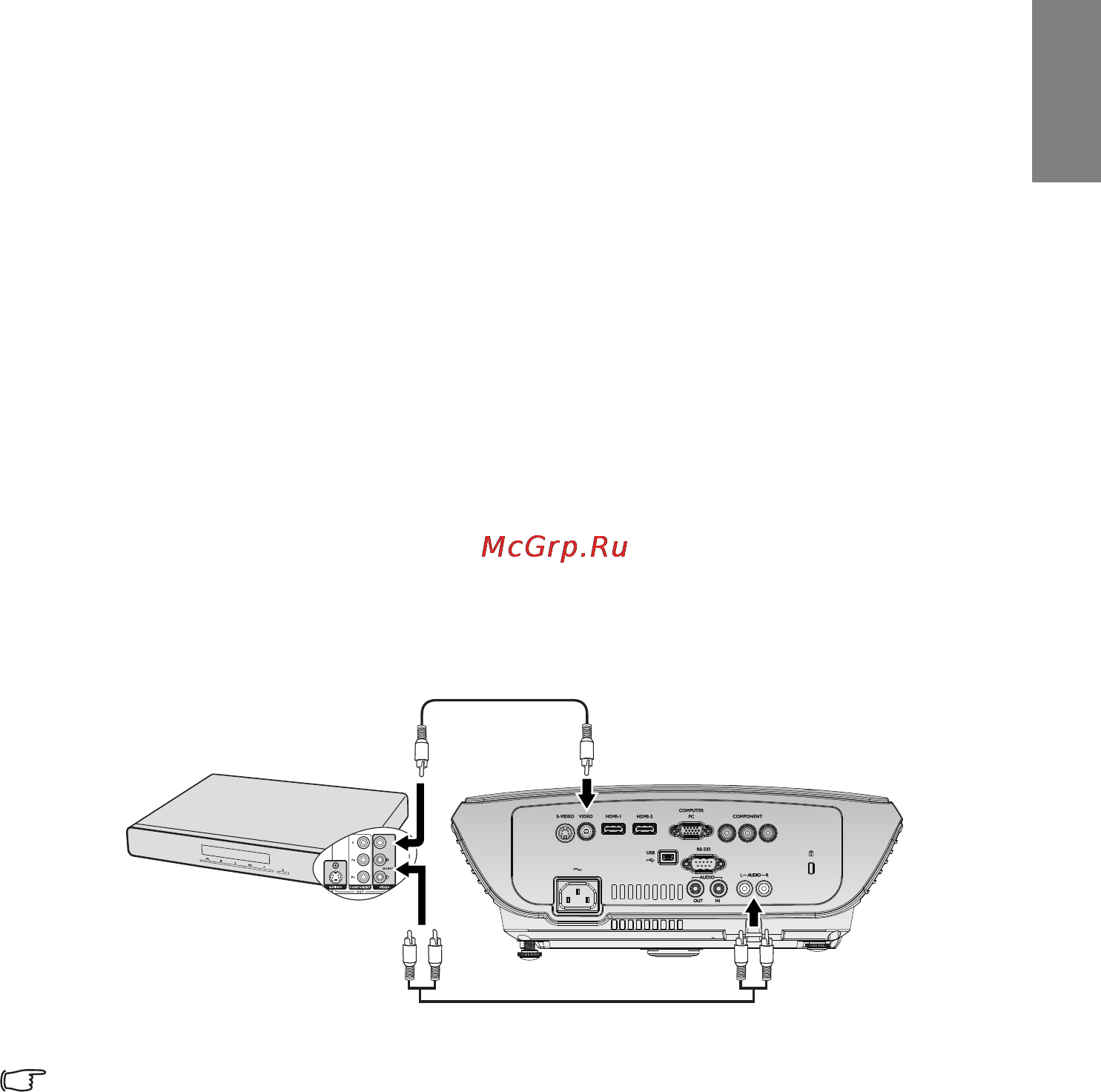 Benq W700 [25/69] Подключение источника composite video