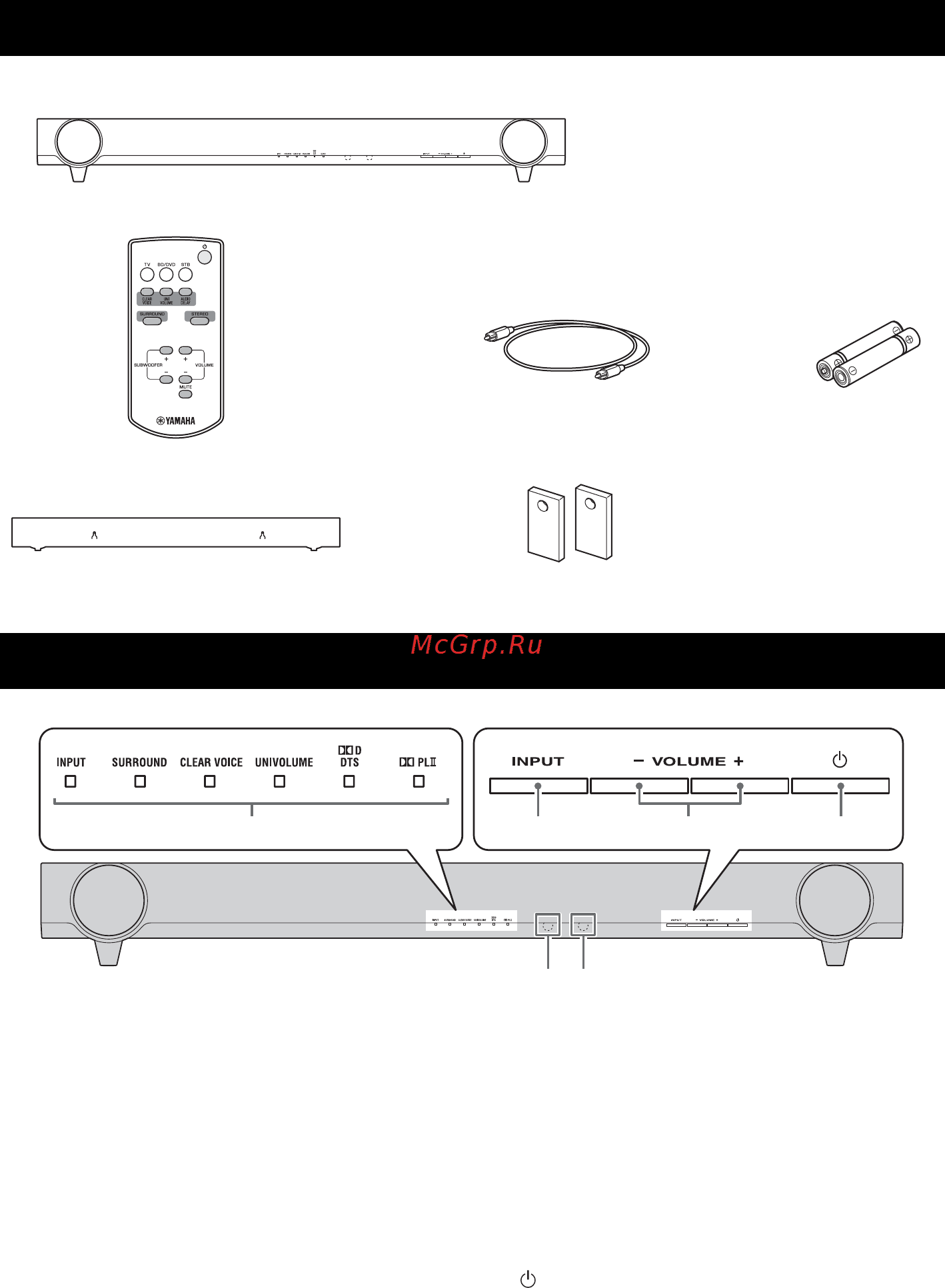 Yamaha YAS-101 Silver [19/46] Elementos suministrados