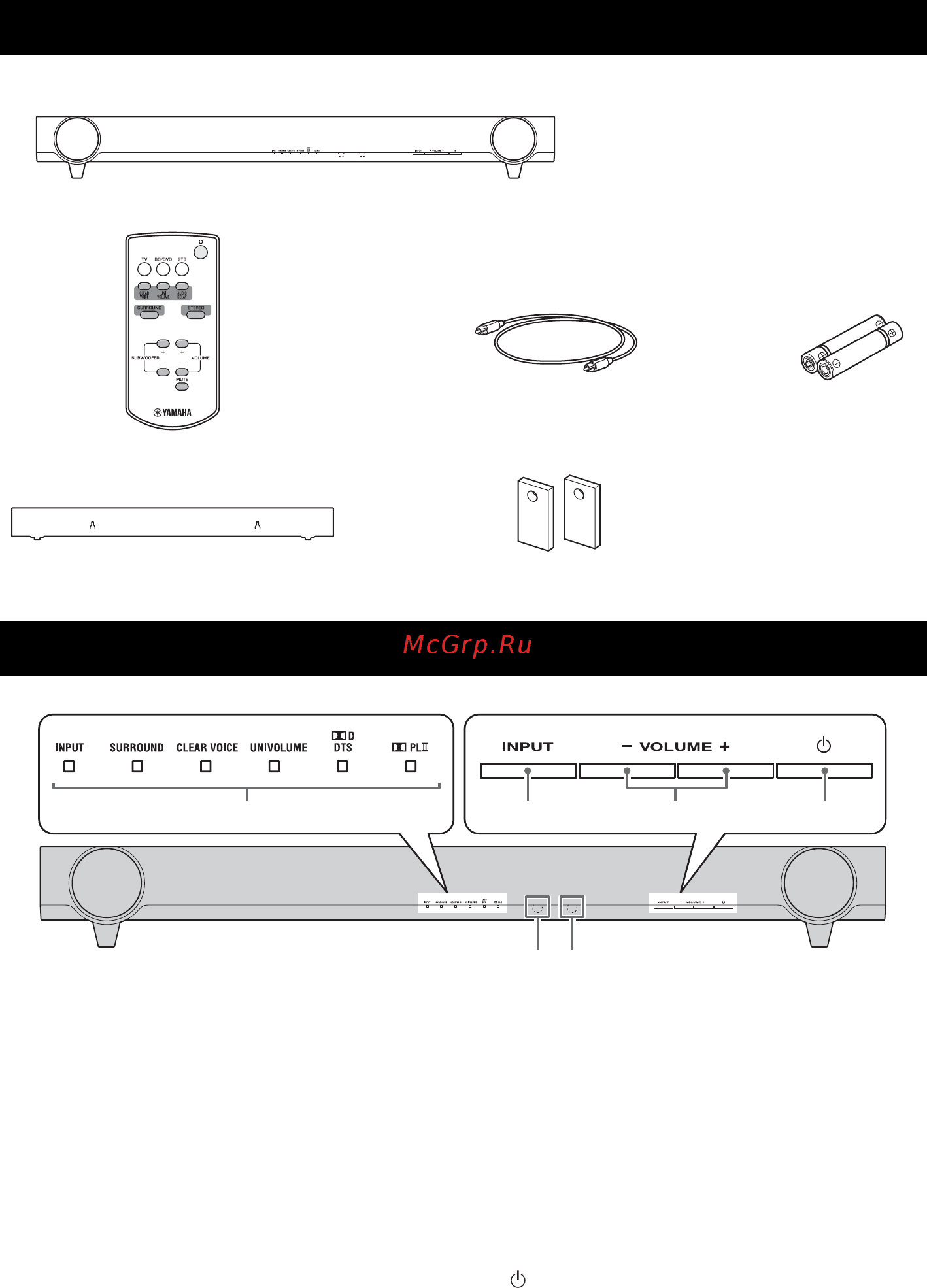 Yamaha YAS-101 Silver [34/46] Поставляемые компоненты