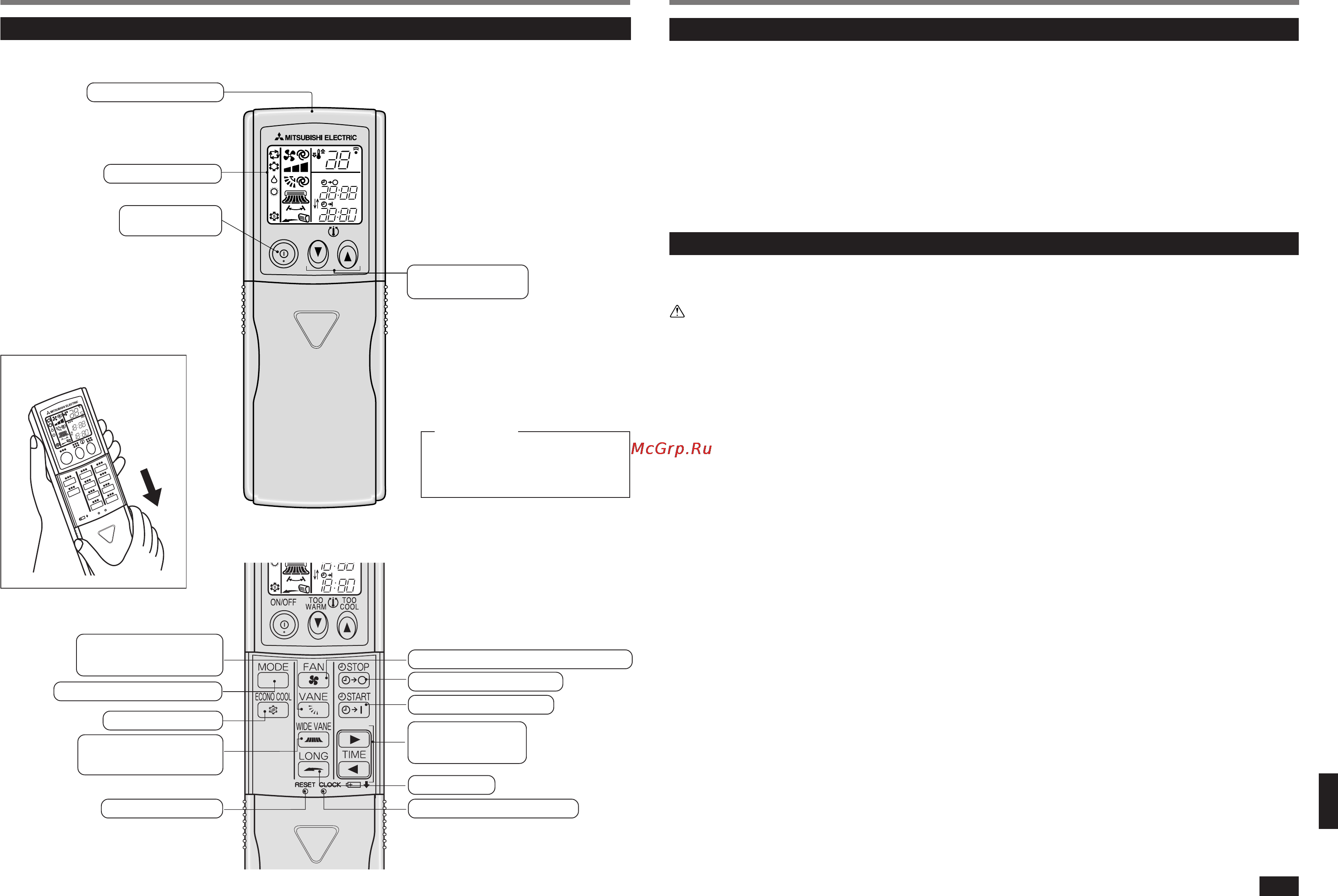 Mitsubishi Electric MSZ-GA60VA-E1 [4/13] Пульт дистанционного управления