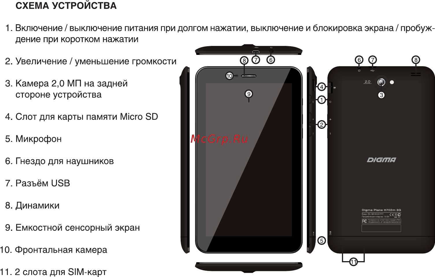 Digma Plane 7.0 3G Инструкция по эксплуатации онлайн [5/16] 78085