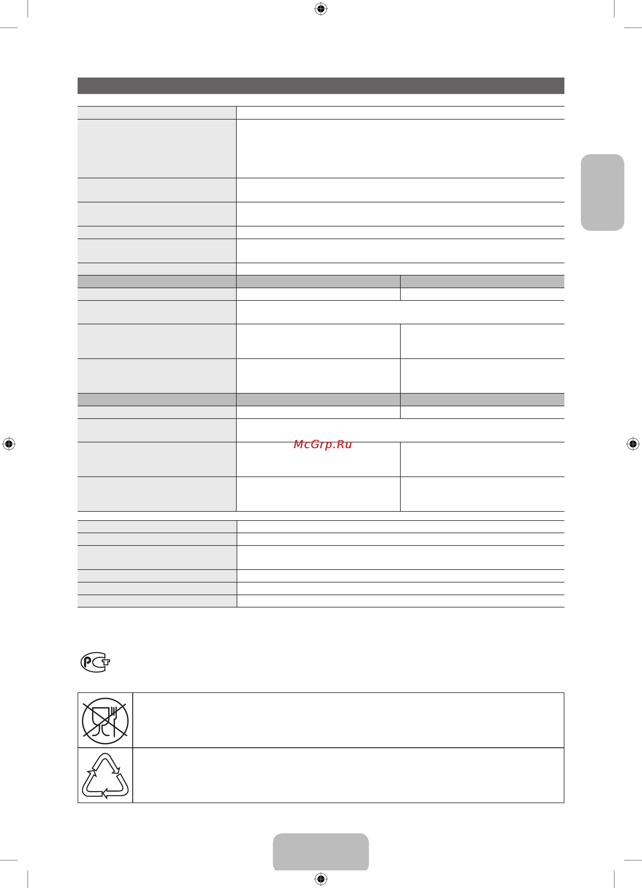 Samsung UE50 ES6907U [21/23] Технические характеристики