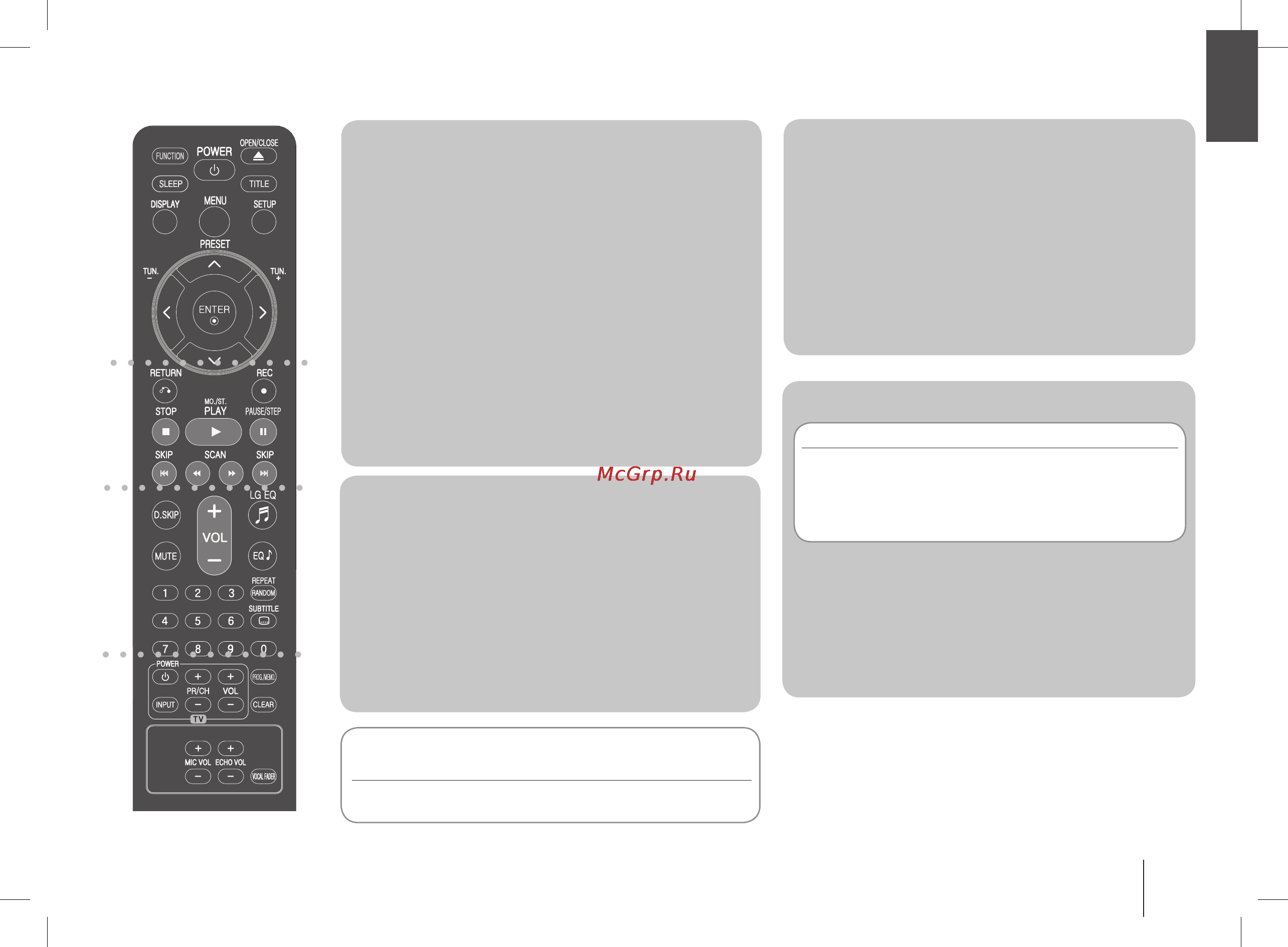 LG MDD104 [7/22] Пульт дистанционного управления