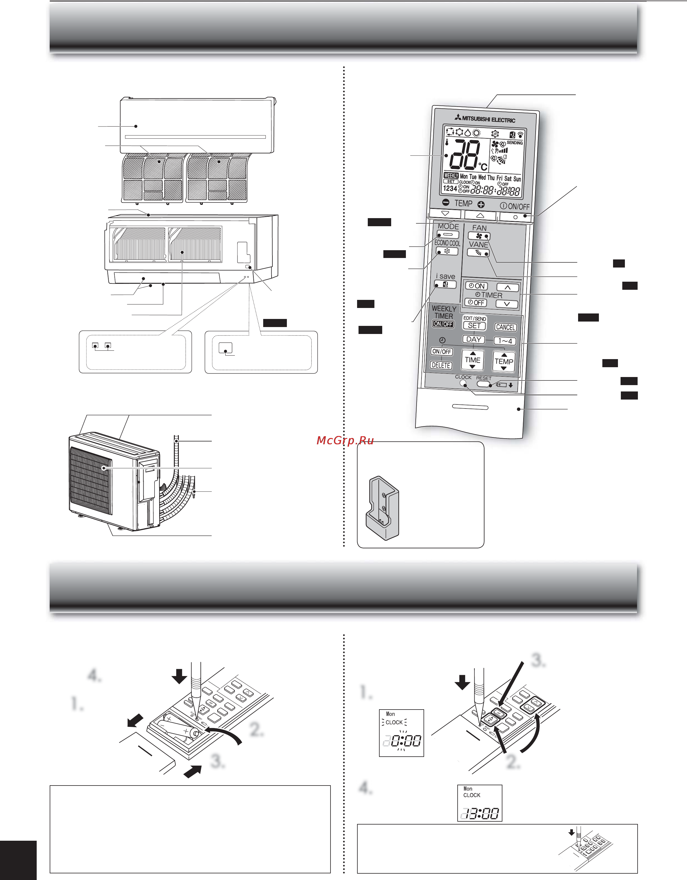 Mitsubishi Electric MSZ-SF20VA-E1 [4/12] Держатель пульта дис танционного у правления