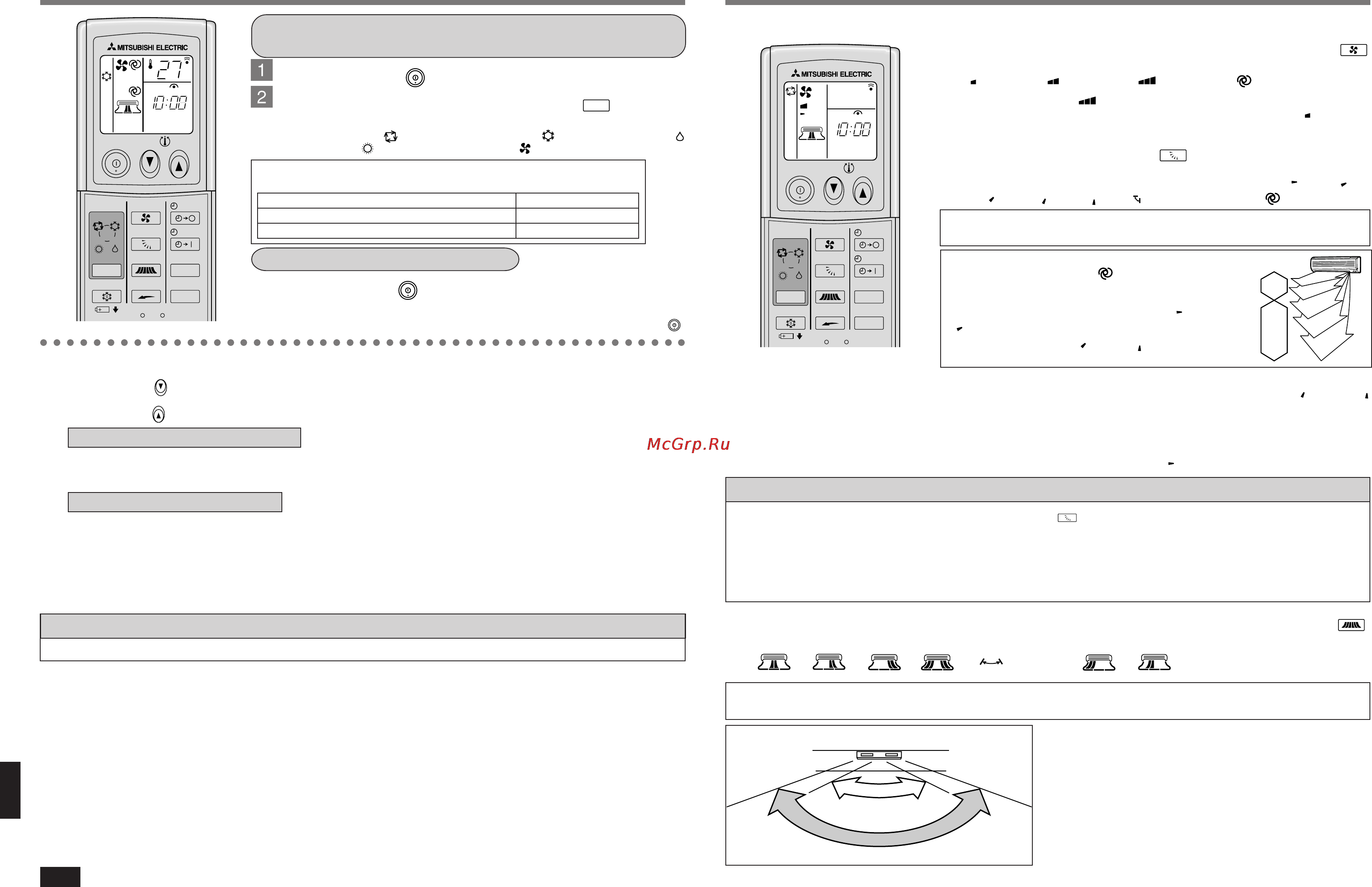 Mitsubishi Electric MS-GD80VB-E1 [7/14] Для выбора режимов cool охлаждение dry сушка или heat fan обогрев вентилятор