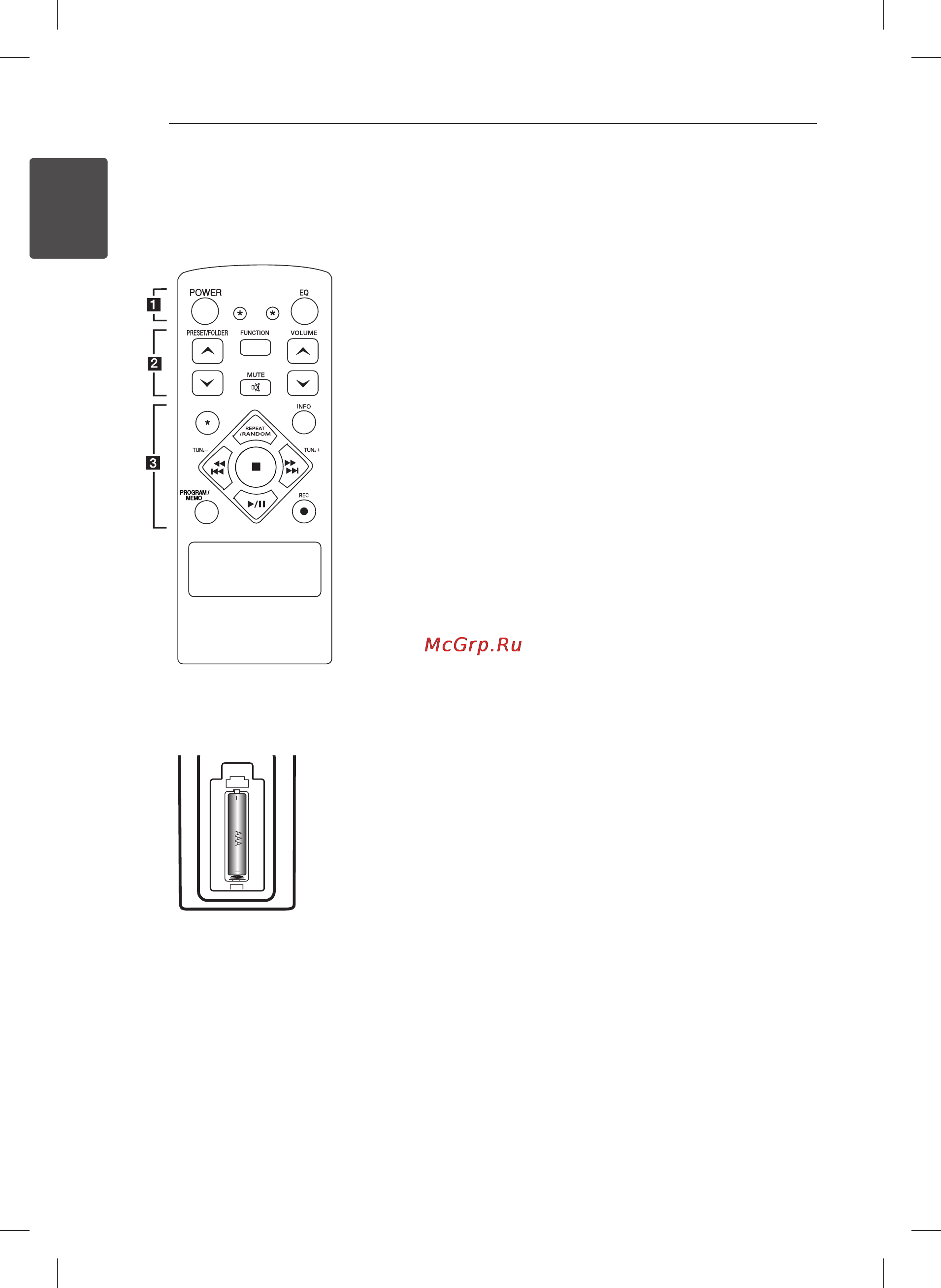LG XA16 [6/16] Пульт управления