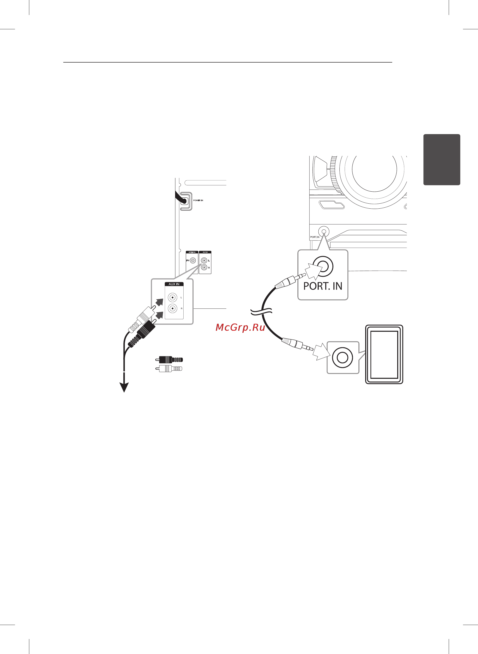 LG CM4345 [15/32] Подключение к гнезду port in