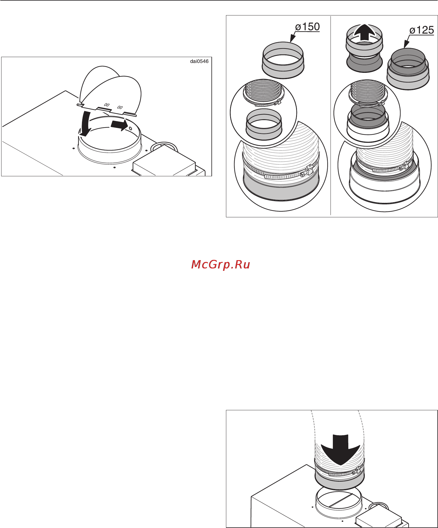 Miele DA 3190 [30/44] Ïîäêëþ åíèå ê ñèñòåìå îòâîäà âîçäóõà 30