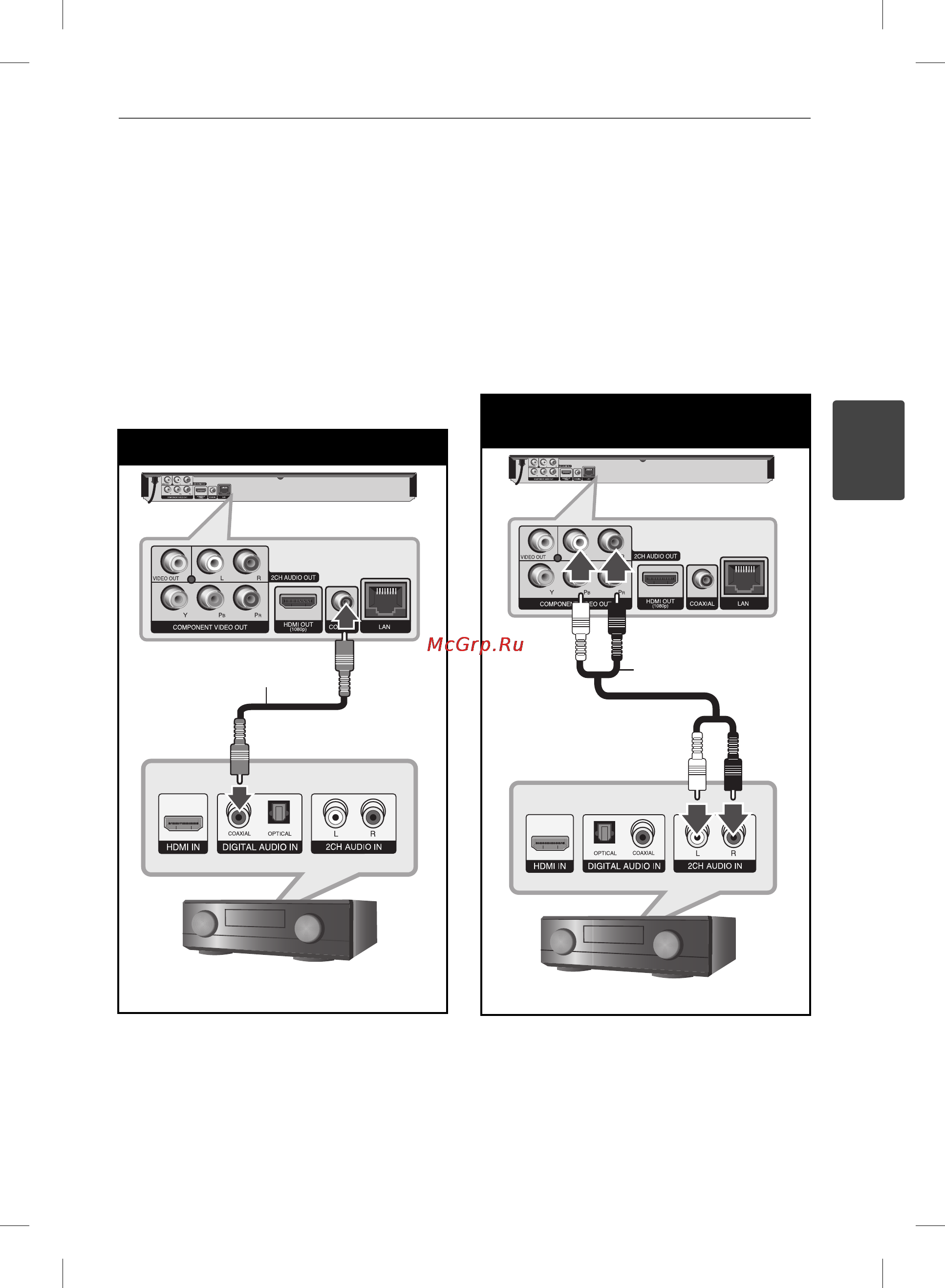 LG BD555 [19/72] Подключение к усилителю через выход 2 channel audio