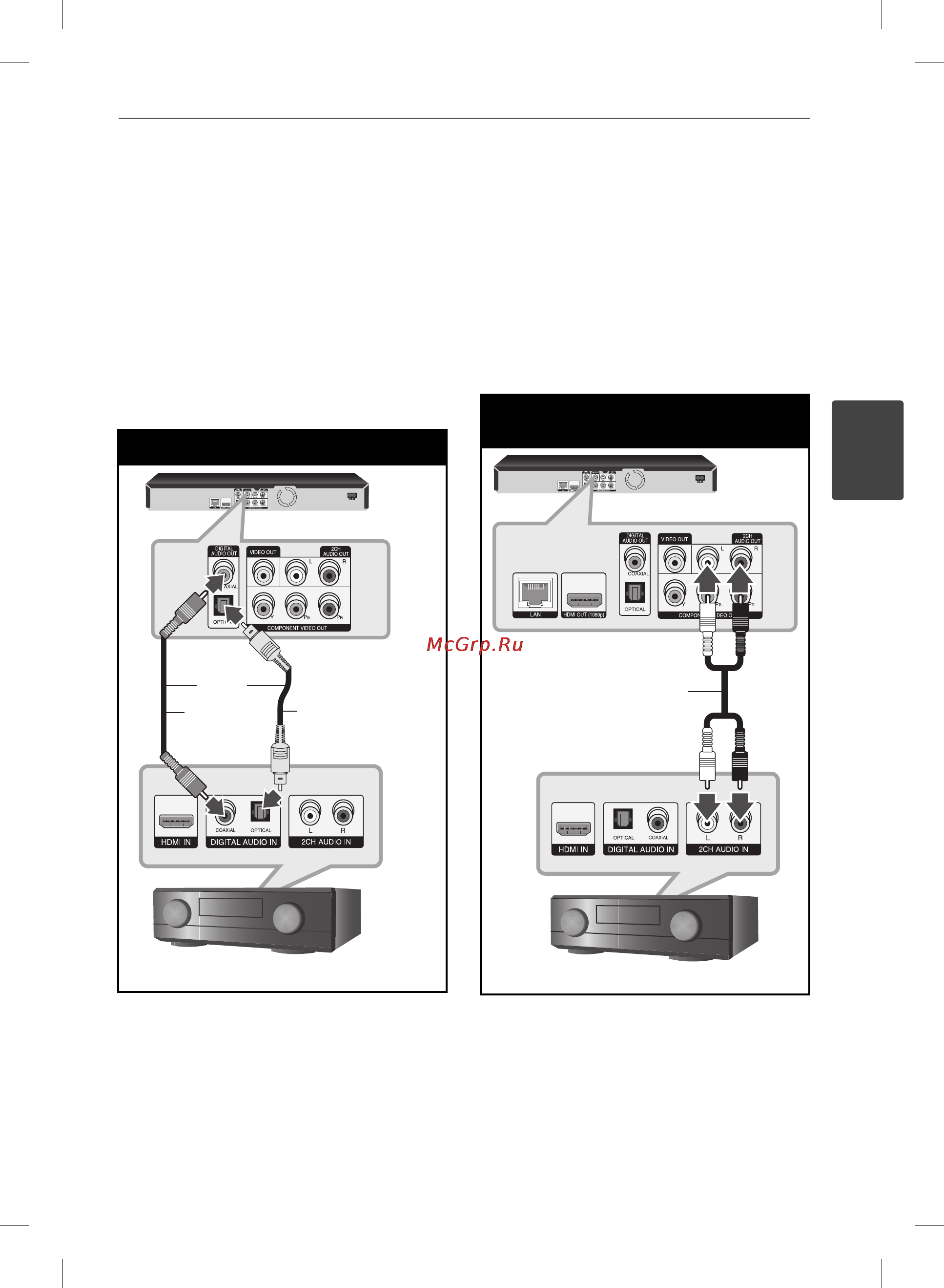 LG BD590 [19/90] Подключение к усилителю через выход 2 channel audio