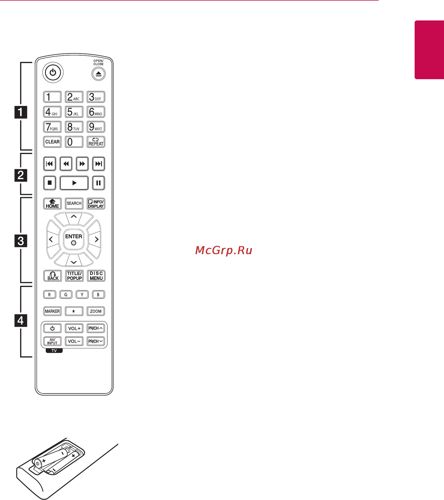 LG BD660K [13/58] Пульт дистанционного управления