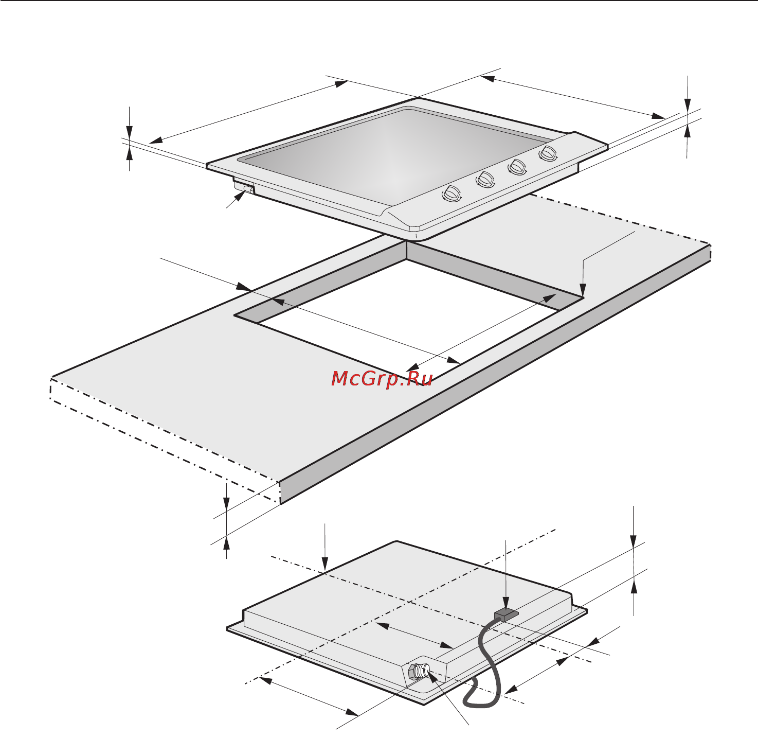 Miele KM 2034 [36/56] Ðàçìåðû ïðèáîðà è íèøè äëÿ âñòðàèâàíèÿ 36