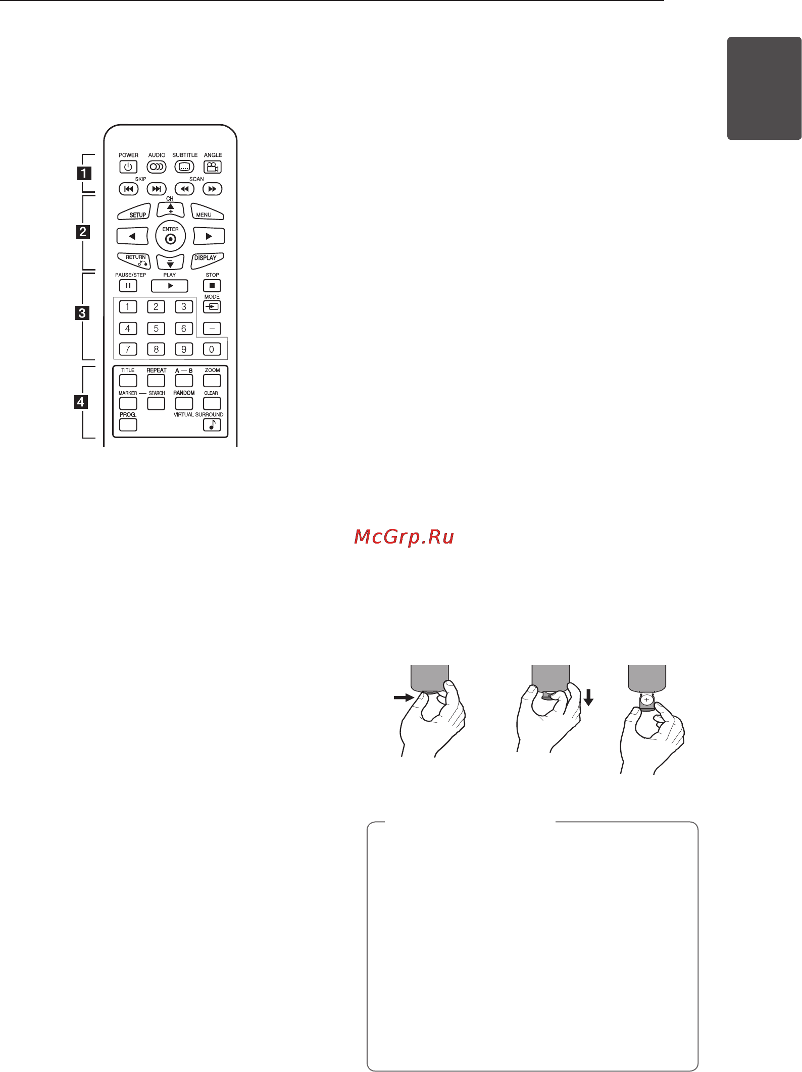 LG DT724A [9/24] Пульт дистанционного управления
