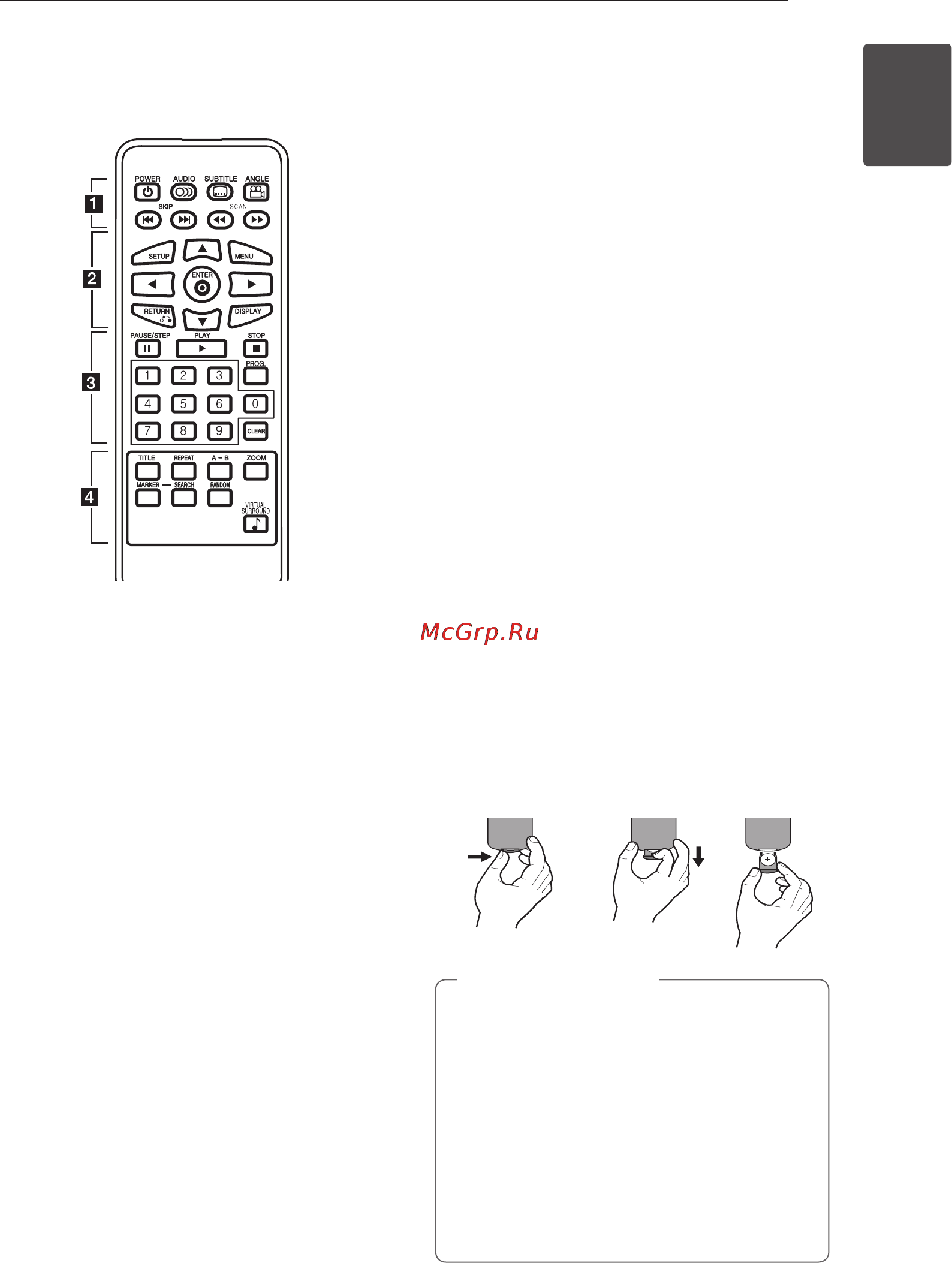 LG DT924 [9/24] Пульт дистанционного управления
