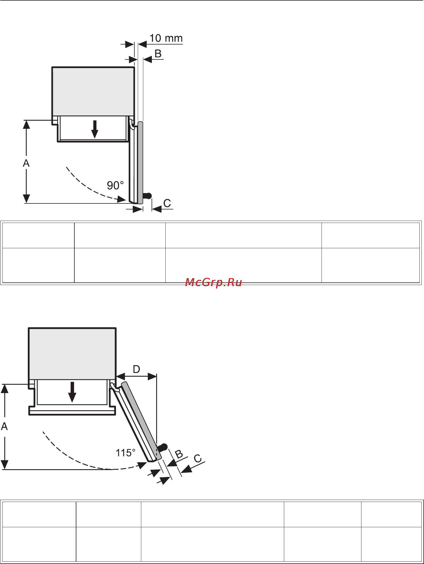 Miele KWT 1611 VI [42/68] Ðàçìåð äâåðöû óãîë îòêðûâàíèÿ 90 42